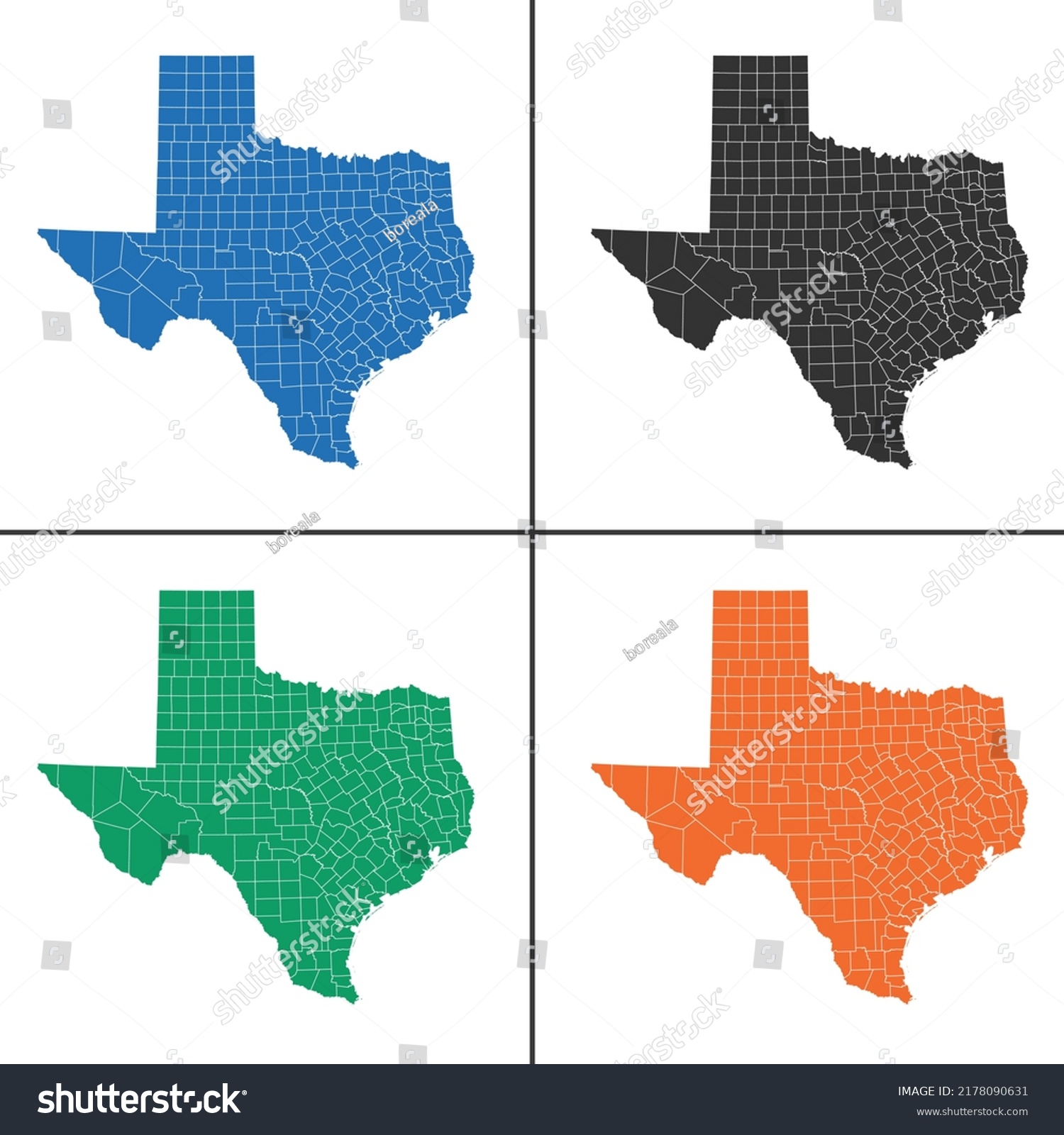 Vector Map Texas Stock Vector Royalty Free 2178090631 Shutterstock 9319