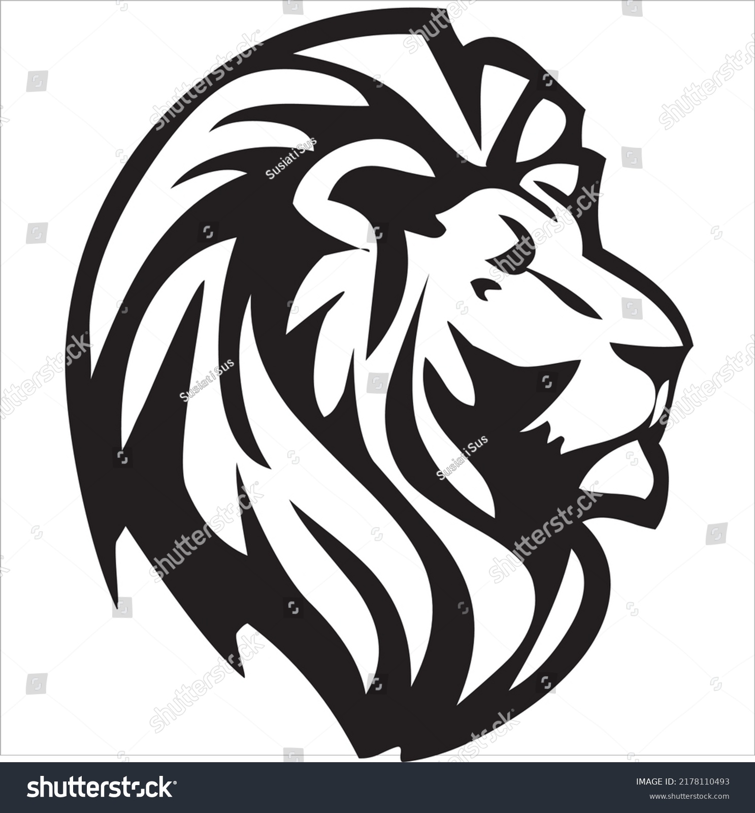 Vector Image Lion Head Icon Black Stock Vector (Royalty Free ...