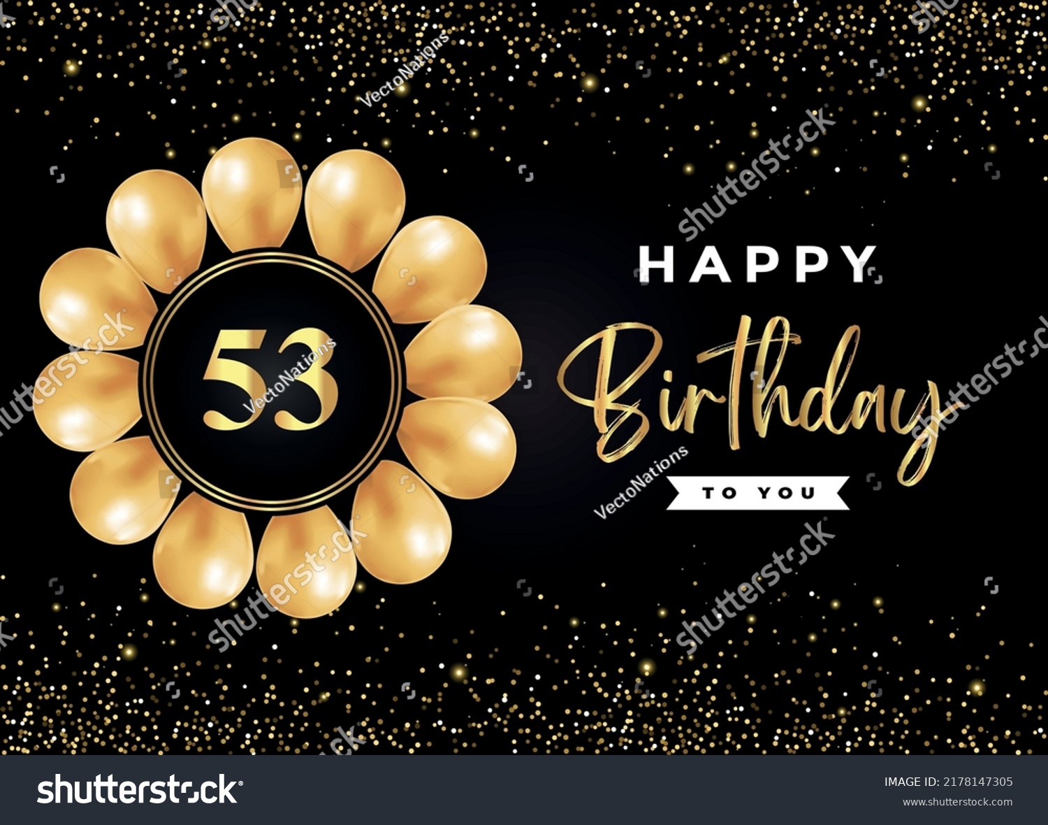 Happy 53th Birthday Gold Balloon Gold Stock Vector (Royalty Free ...