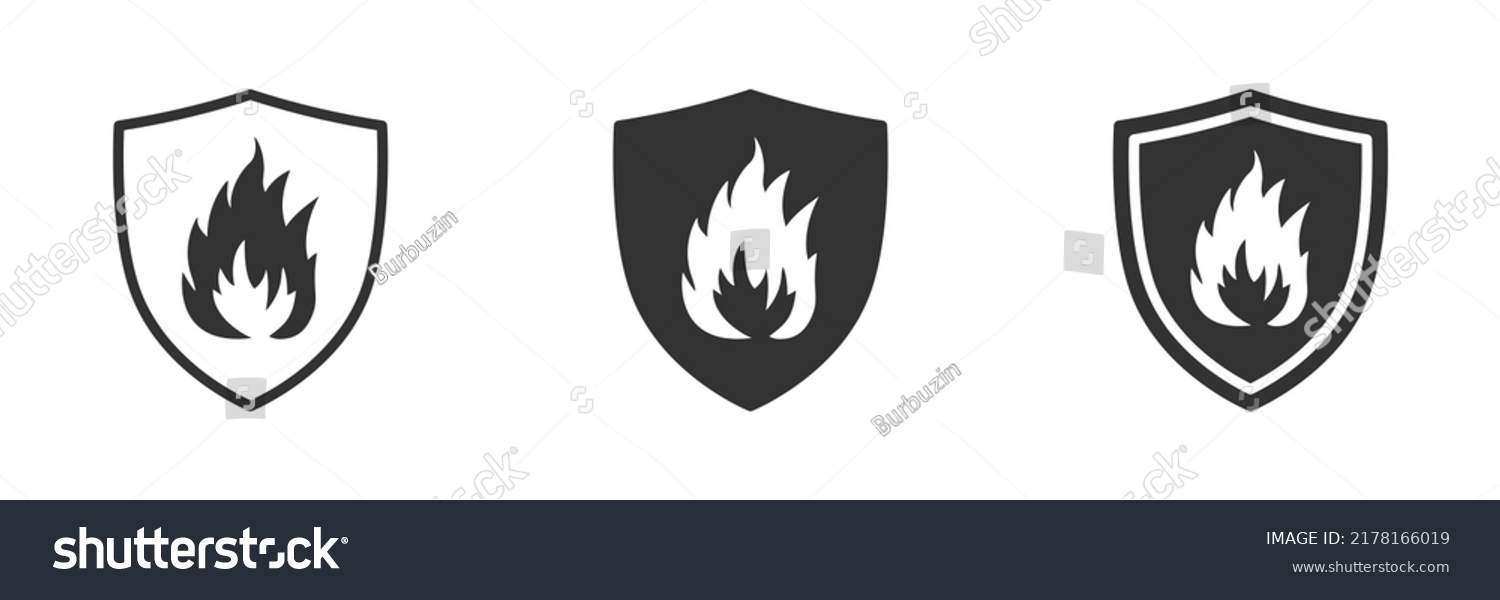 Fire Protection Icon Shield Fire Sign Stock Vector (Royalty Free ...