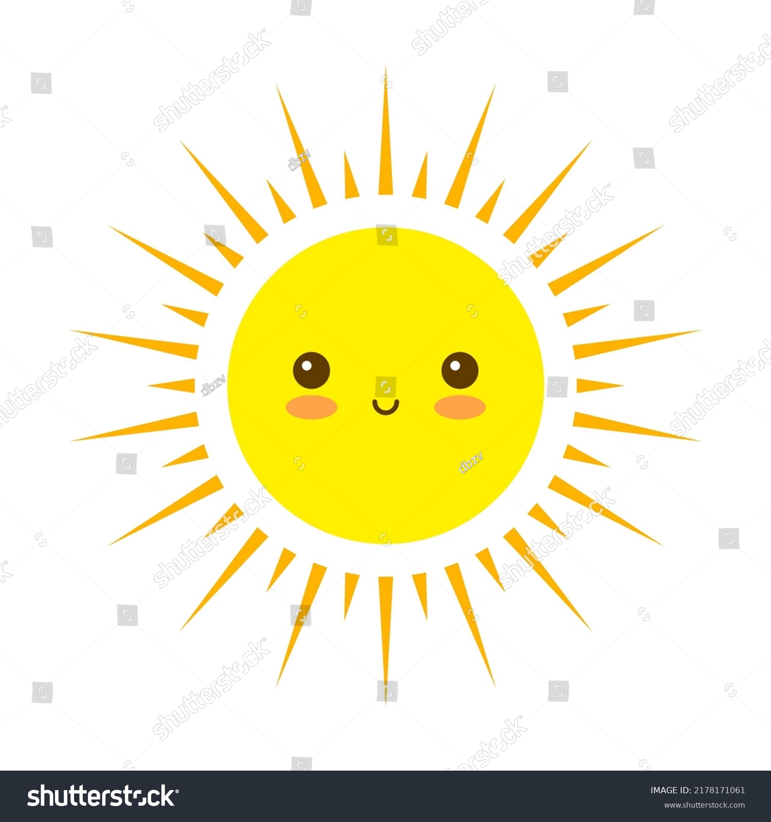 Cute Happy Sun Smiling Face On Stock Illustration 2178171061 | Shutterstock