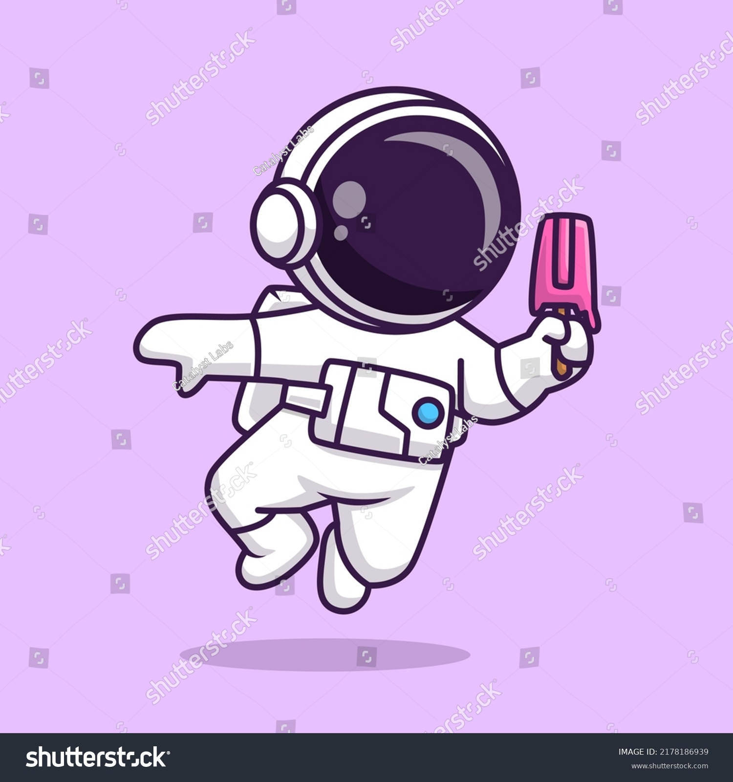 Cute Astronaut Holding Popsicle Ice Cream Stock Vector (Royalty Free ...