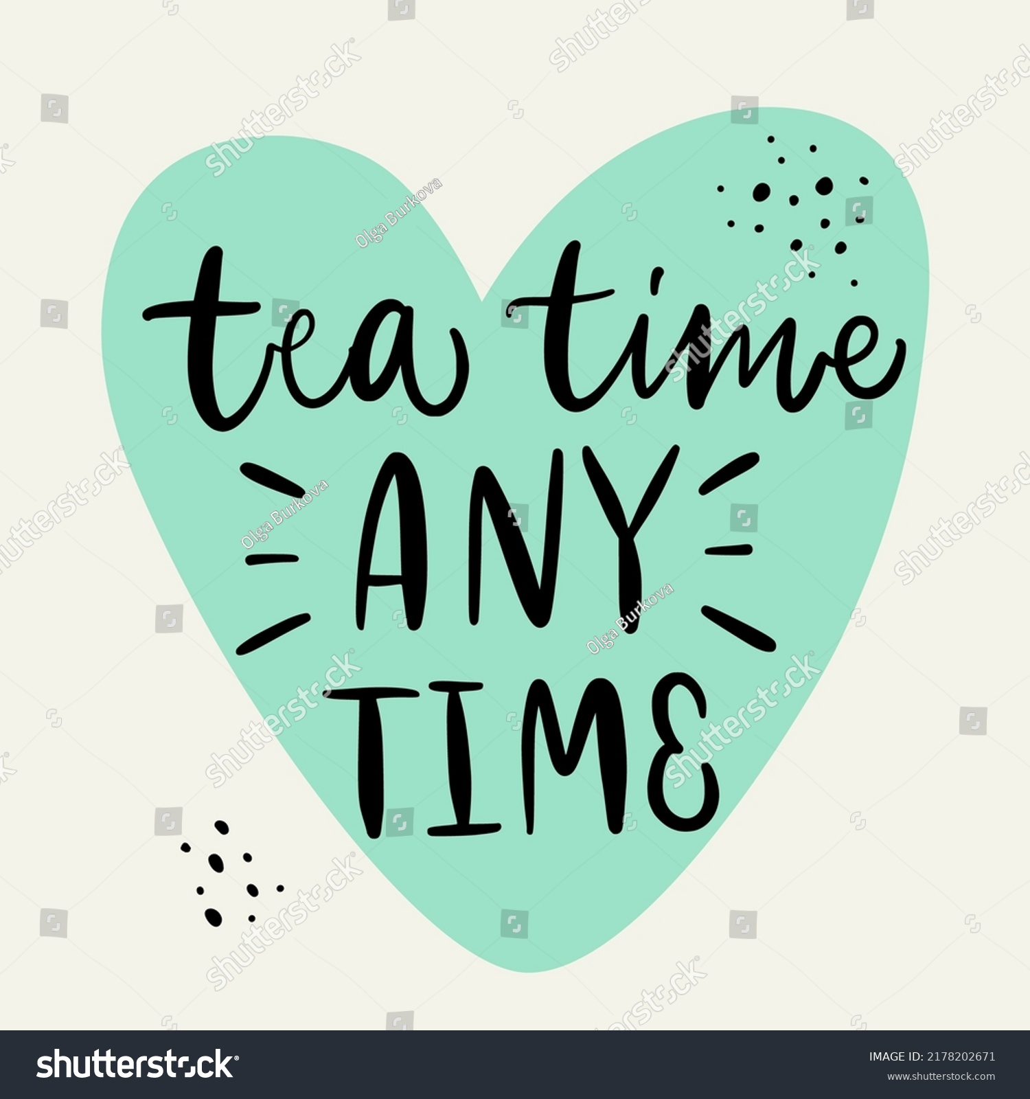 Vector Calligraphy Illustration Slogan Tea Time Stock Vector (Royalty