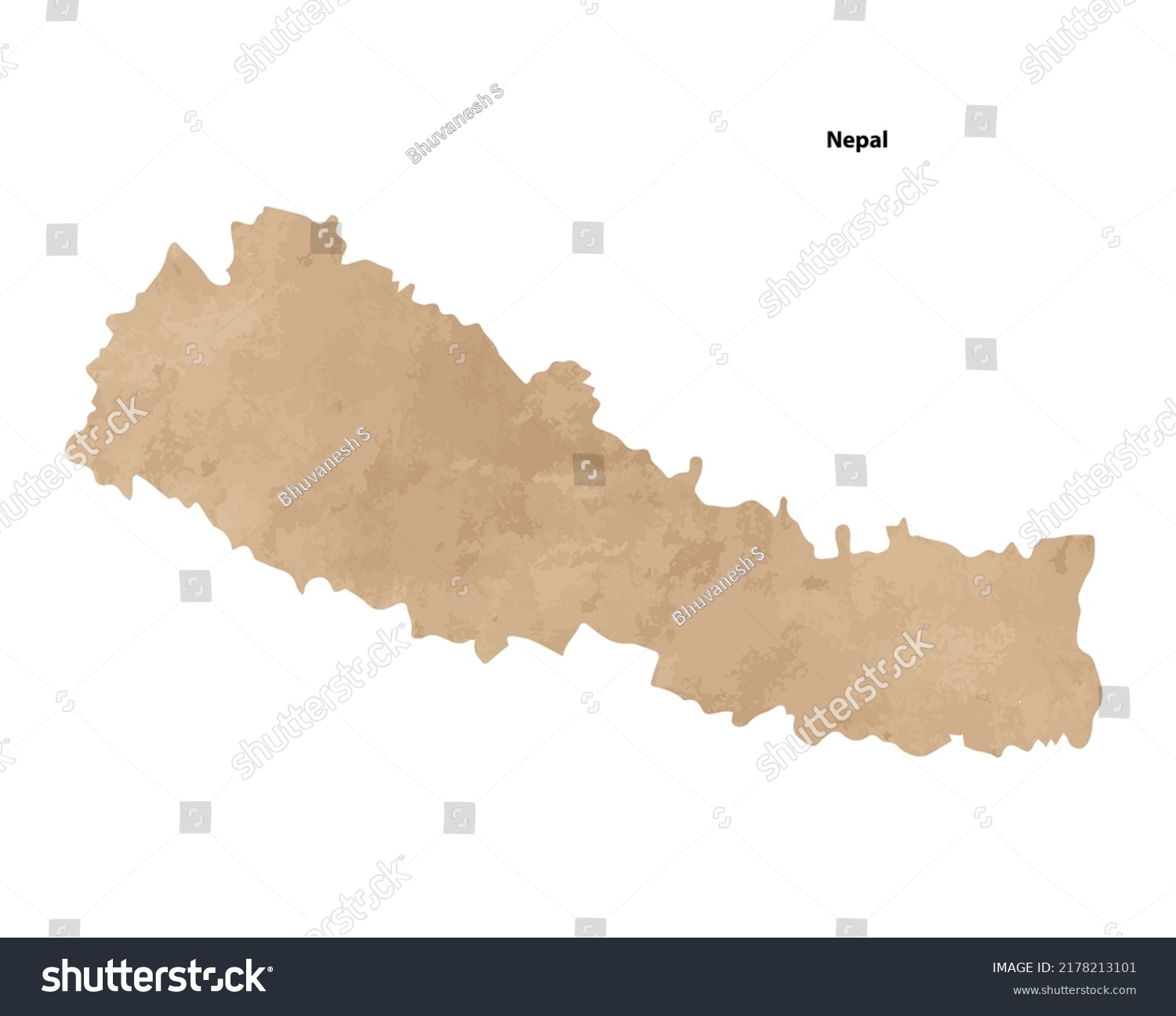 Old Vintage Paper Textured Map Nepal Stock Vector (Royalty Free ...