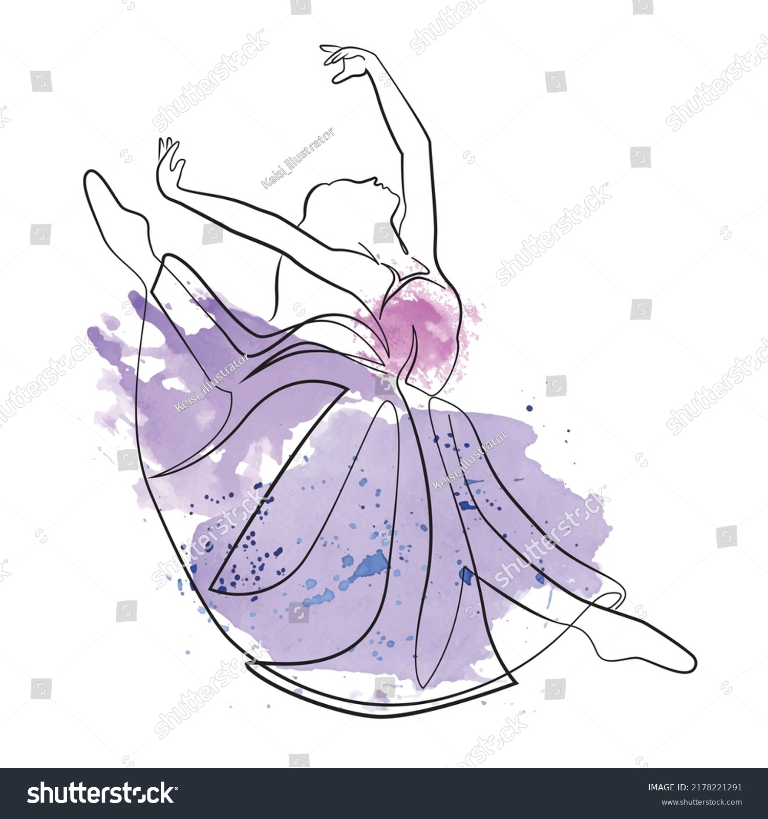 Sketch Woman Dress Ballet Dancer Line Stock Vector (Royalty Free ...