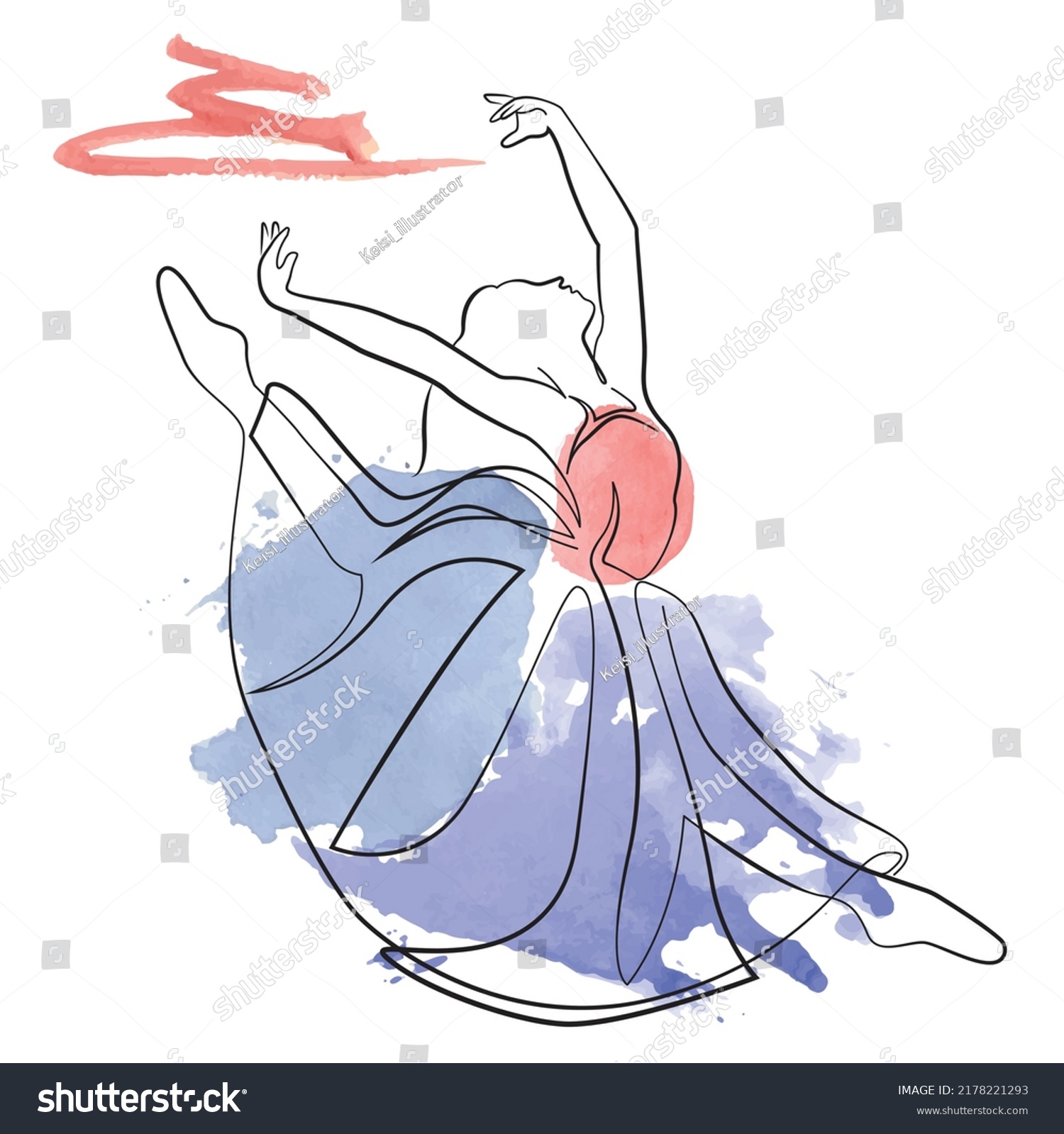 Sketch Woman Dress Ballet Dancer Line Stock Vector (Royalty Free ...