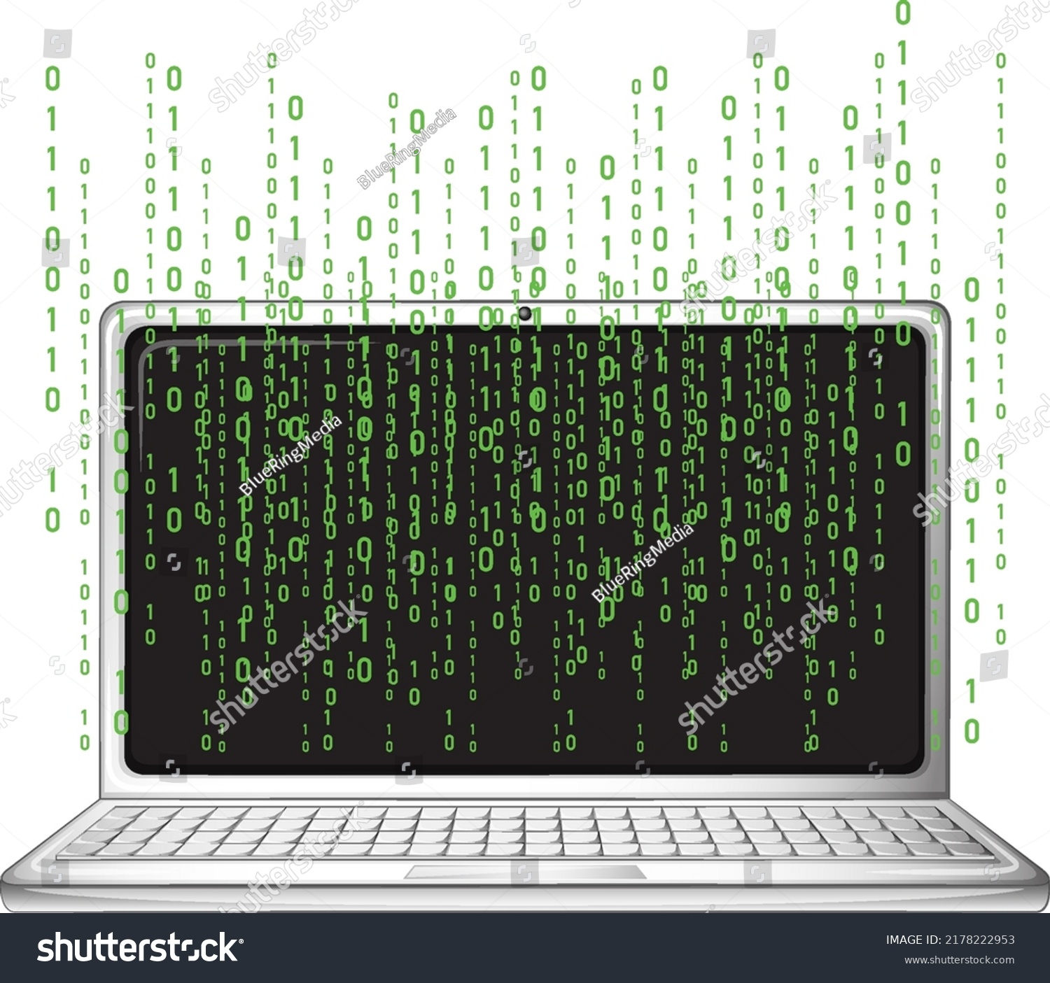 Laptop Binary Code Screen Illustration Stock Vector (Royalty Free ...