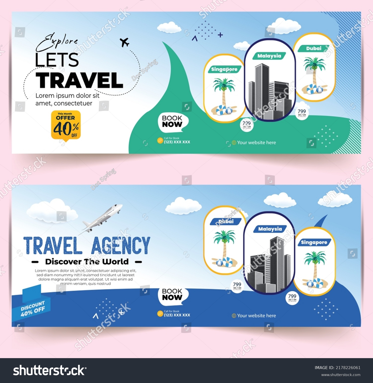 Travel Tour Social Media Cover Web Stock Vector (Royalty Free ...