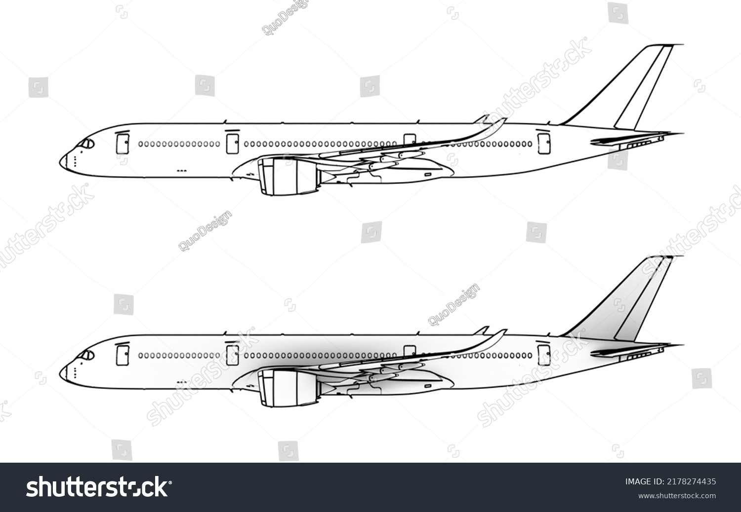 Contour Drawing Airplane Coloring Page Drawing Stock Illustration ...