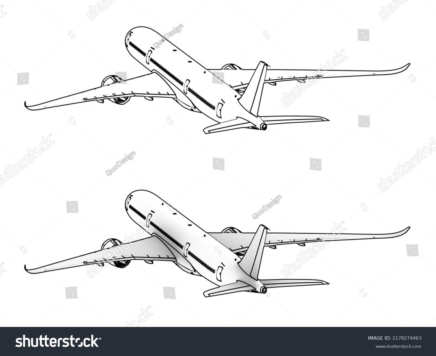 Contour Drawing Airplane Coloring Page Drawing Stock Illustration ...