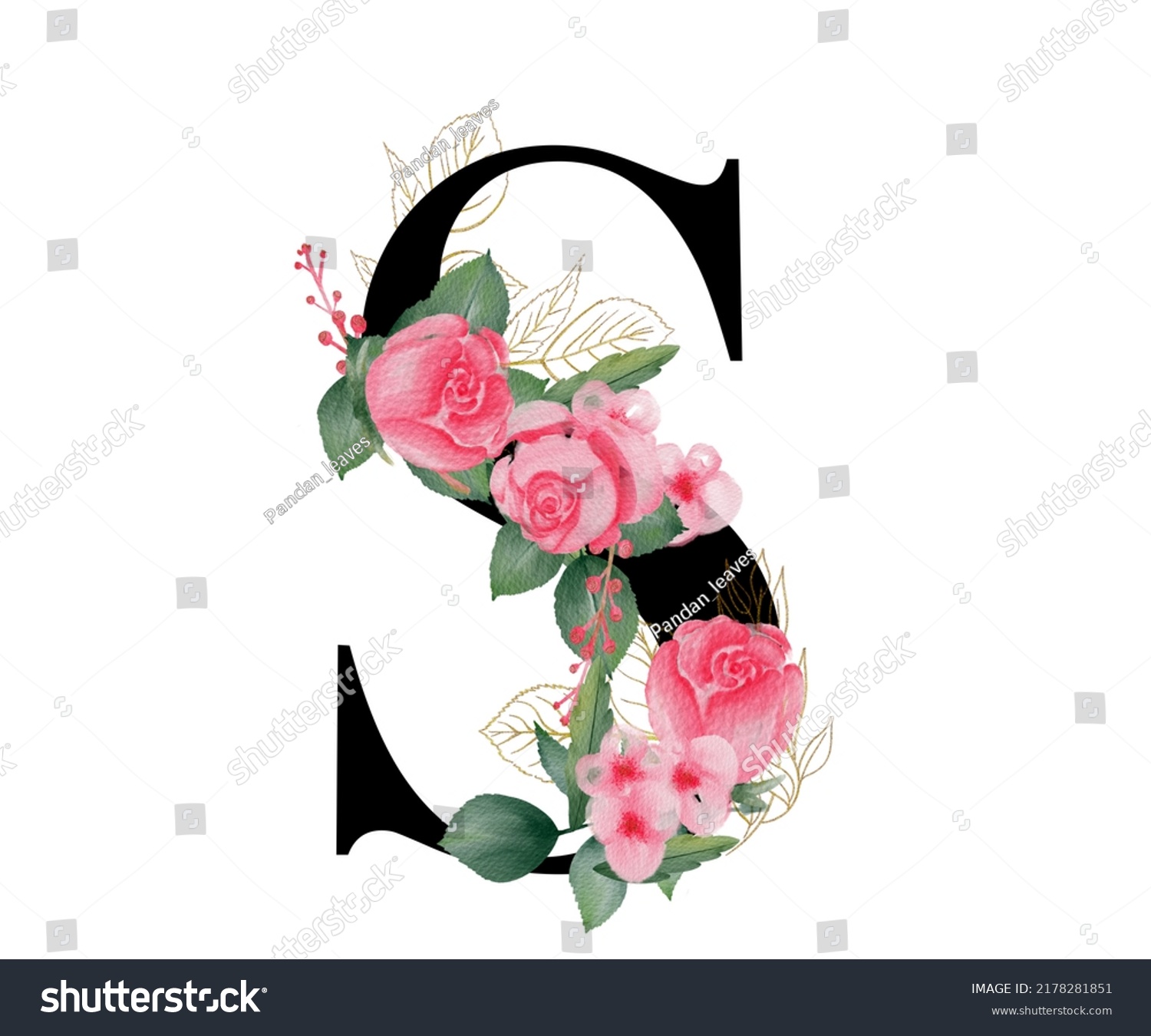 Flower Letters Black Letter S Rose Stock Illustration 2178281851 ...