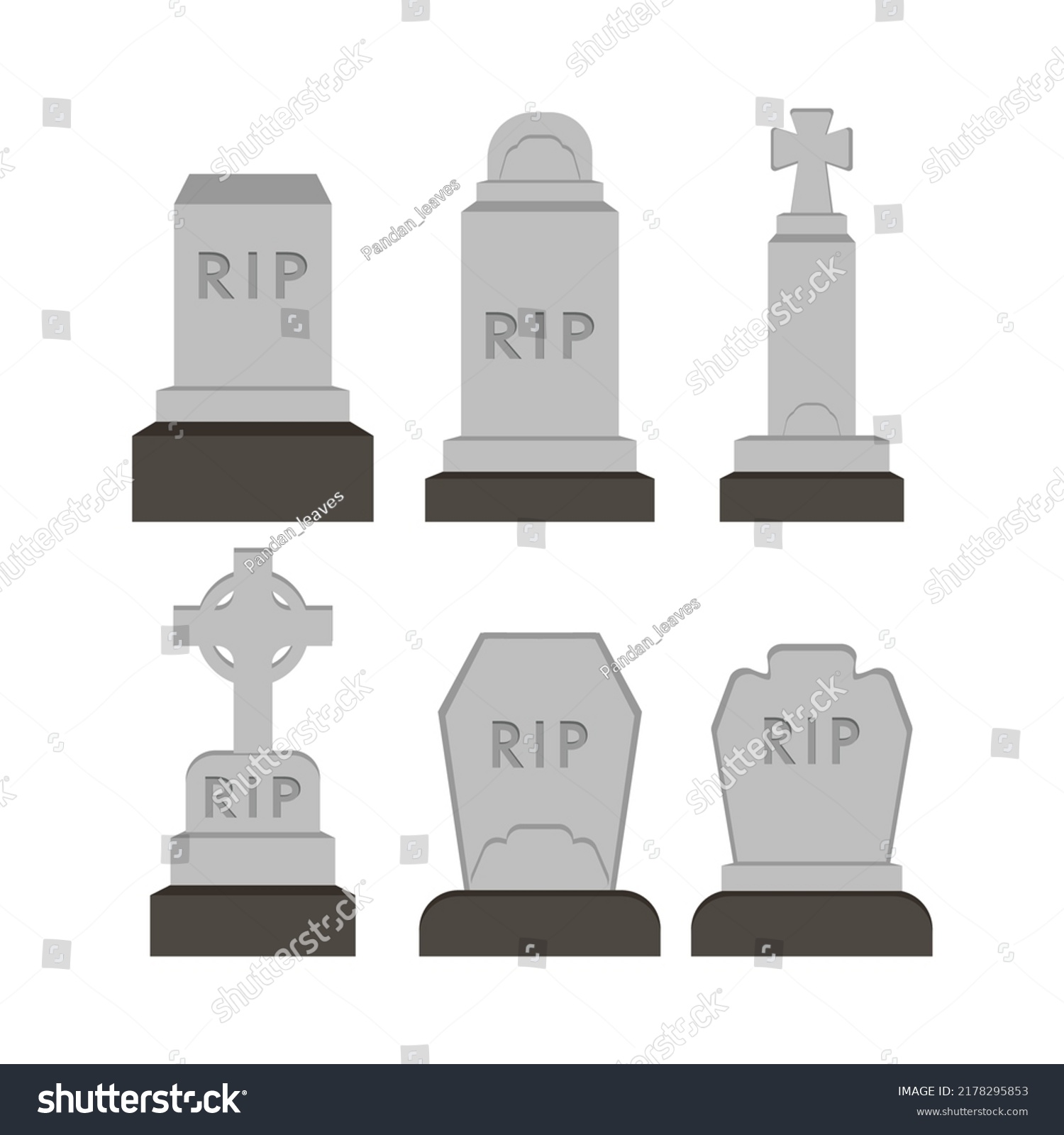 Collection Vector Gravestones Illustration Grave Monuments Stock Vector ...