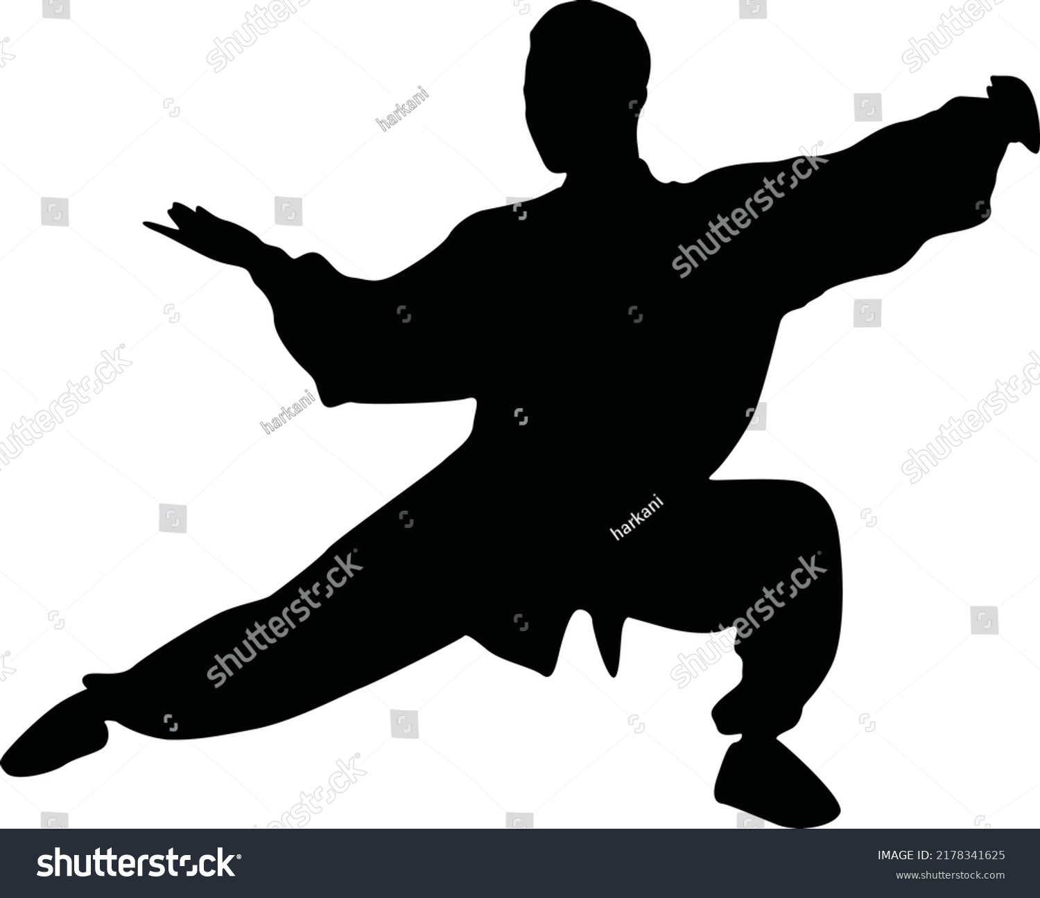 Tai Chi Chuan Man Silhouette Vector Stock Vector (Royalty Free ...