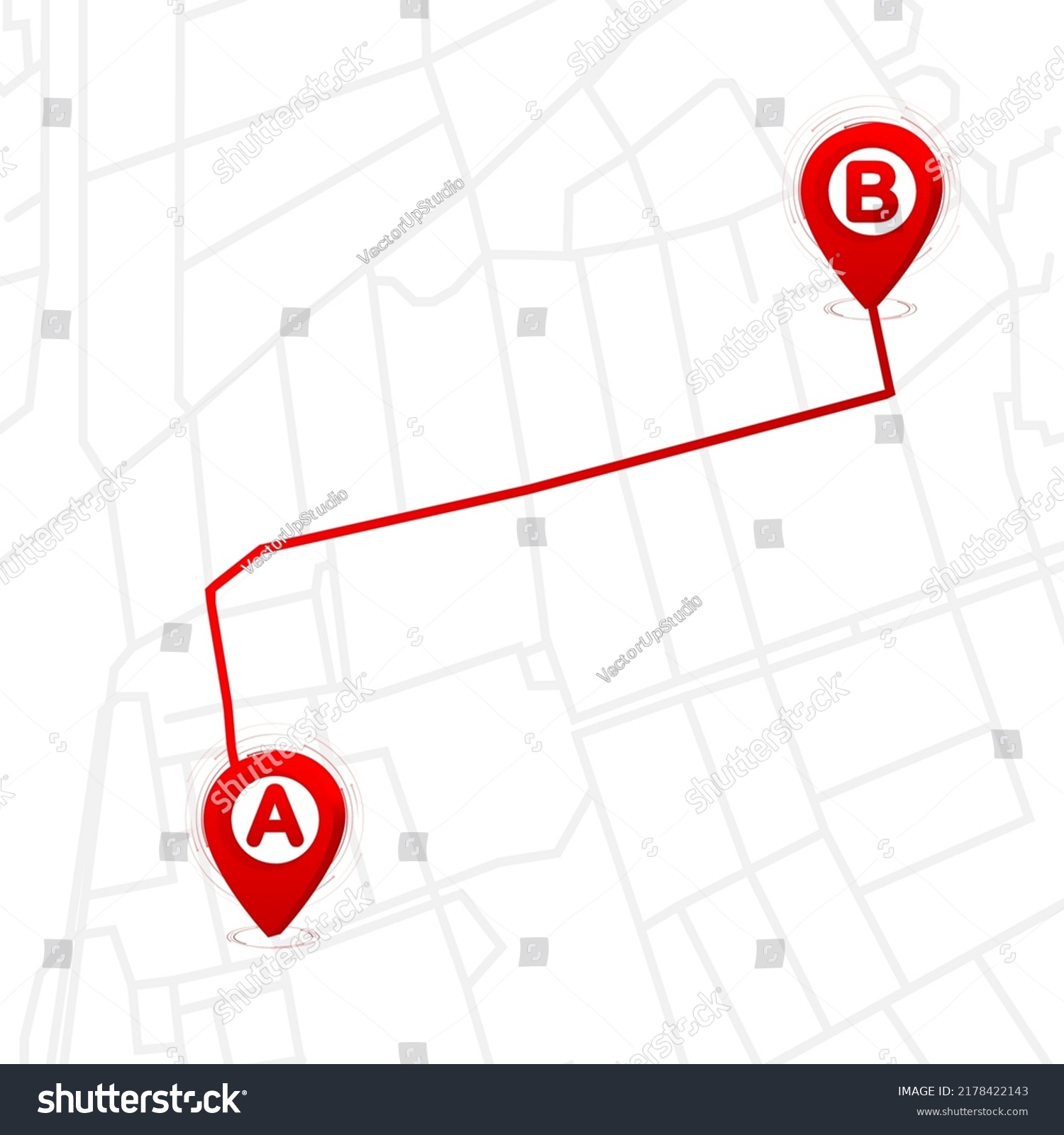 City Street B Map Track Distance Stock Vector (Royalty Free) 2178422143 ...