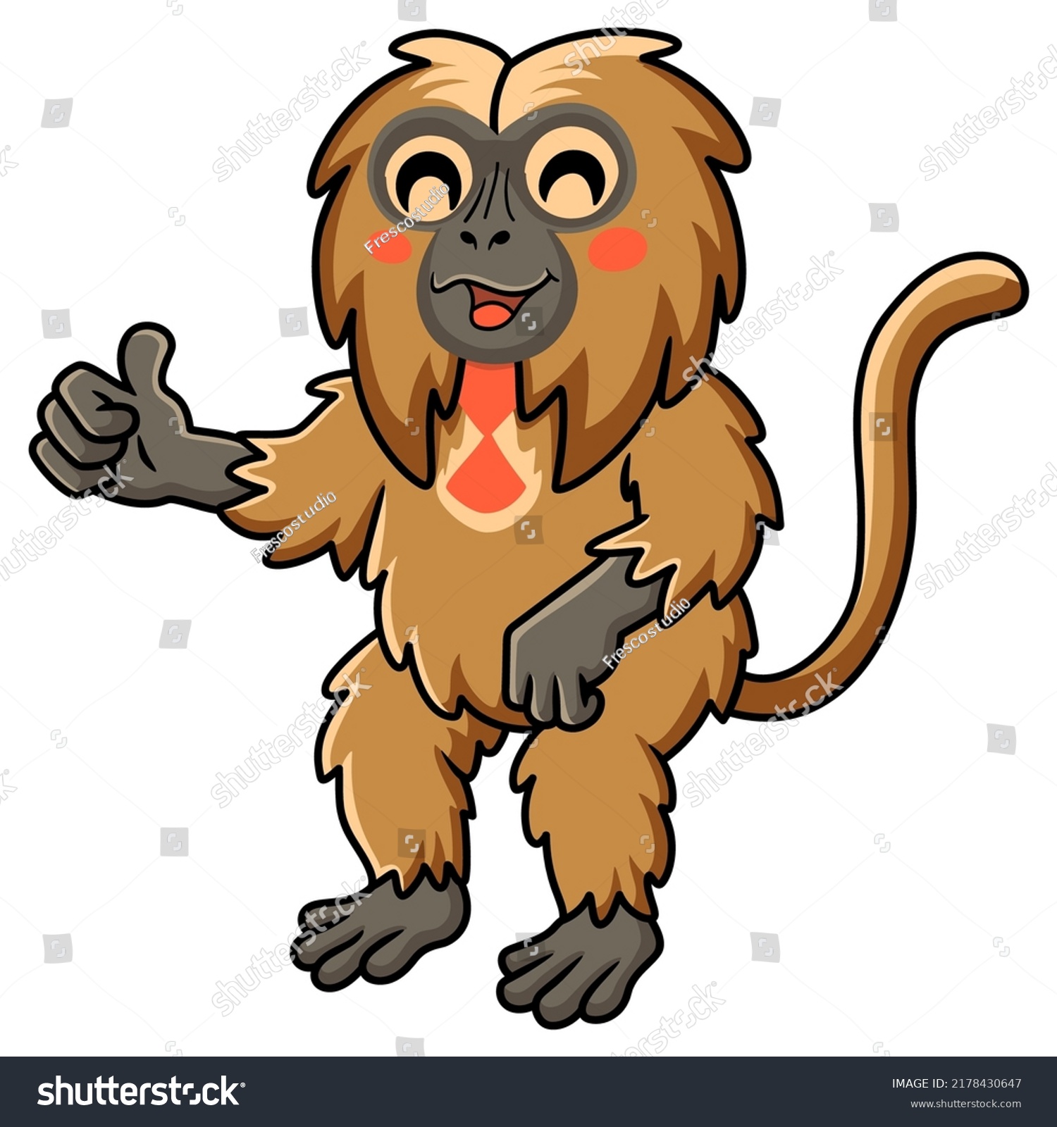 Cute Little Gelada Monkey Cartoon Giving Stock Vector (Royalty Free ...