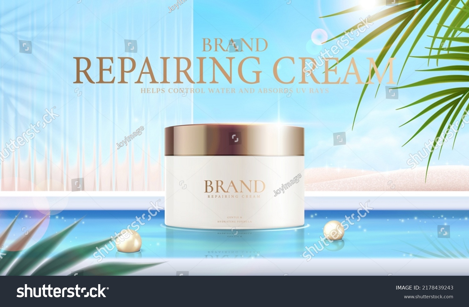 3d Summer Cosmetic Ad Template White Stock Illustration 2178439243 ...