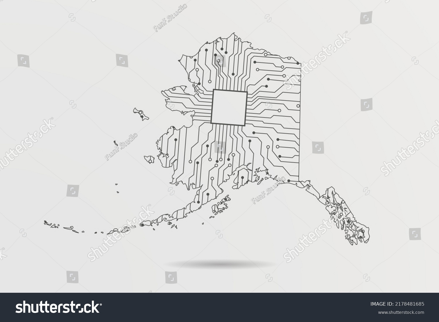 Alaska Map Usa United States America Stock Vector Royalty Free Stock Vector Alaska Map Usa United States Of America Map Vector With Futuristic Circuit Board Illustration Or 2178481685