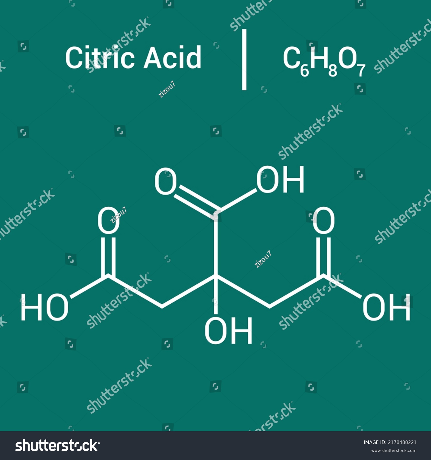 Chemical Structure Citric Acid C6h8o7 Stock Vector (Royalty Free ...