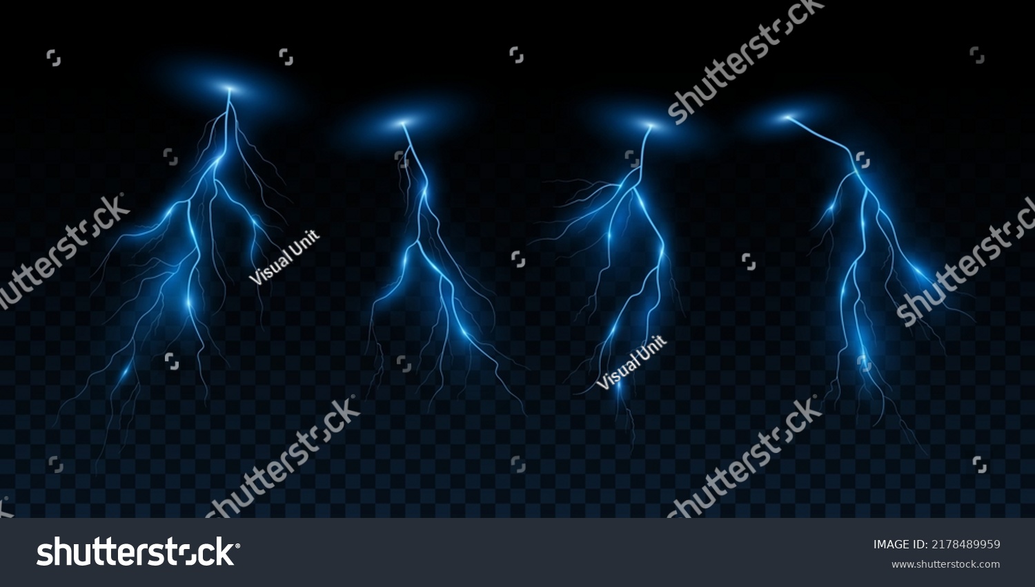 Set Realistic Lightning Effects Isolated On Stock Vector (Royalty Free ...