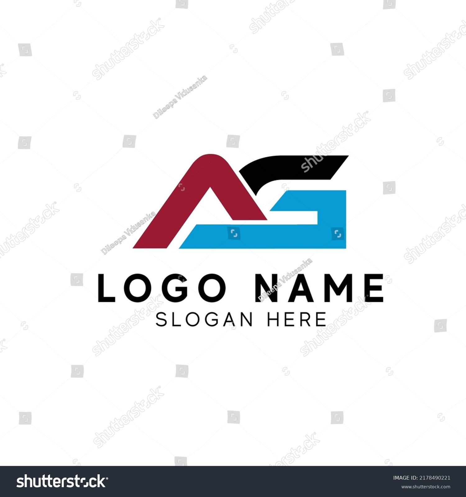 Ag Icon Monogram Letter Text Alphabet Stock Vector (Royalty Free ...