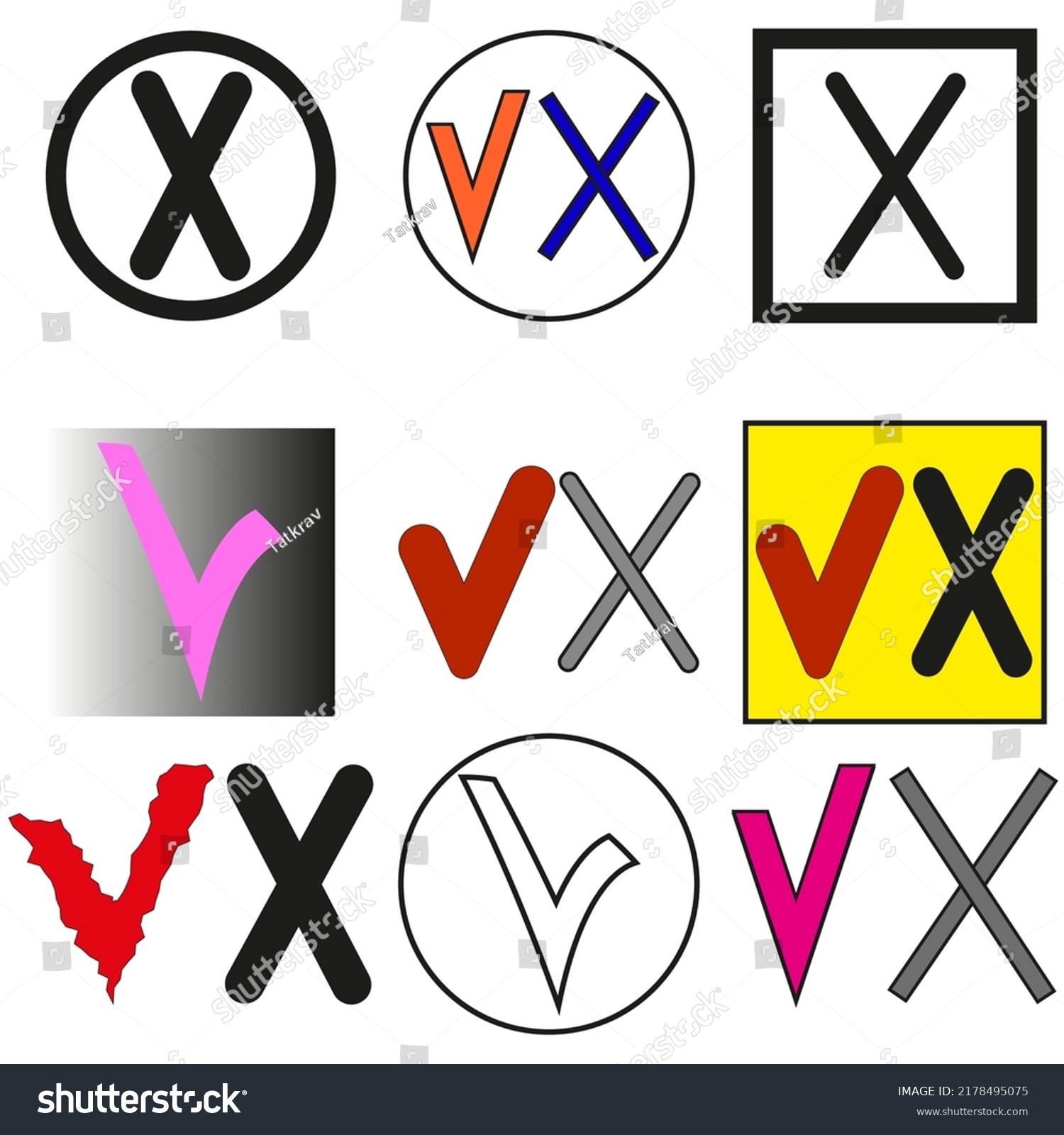 Check Mark Icon Checkboxes Different Doodle Stock Vector (Royalty Free ...