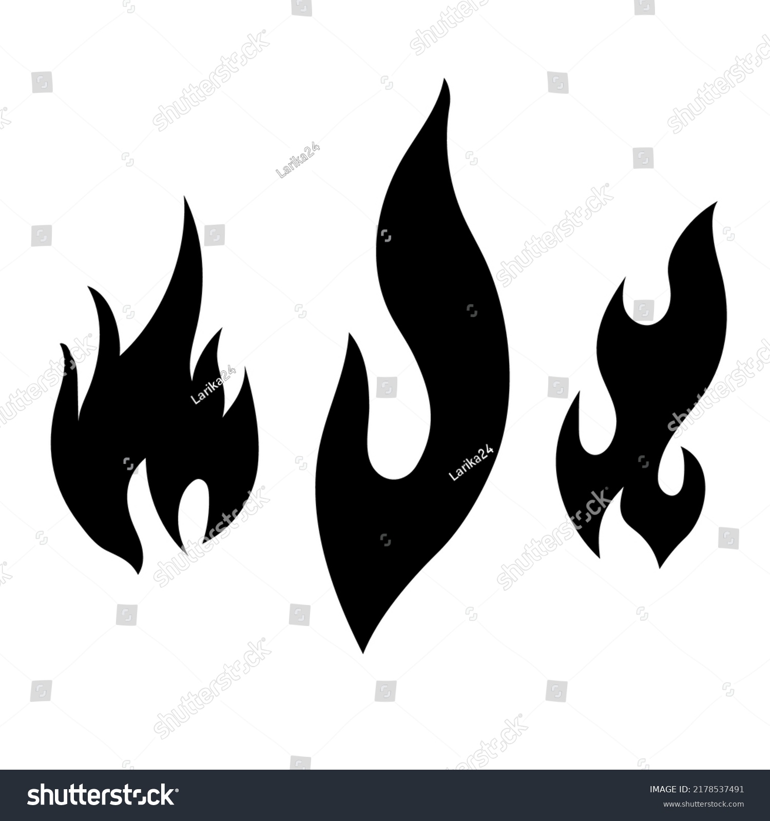 Three Flame Icons Fire Bonfire Vintage Stock Vector (Royalty Free ...