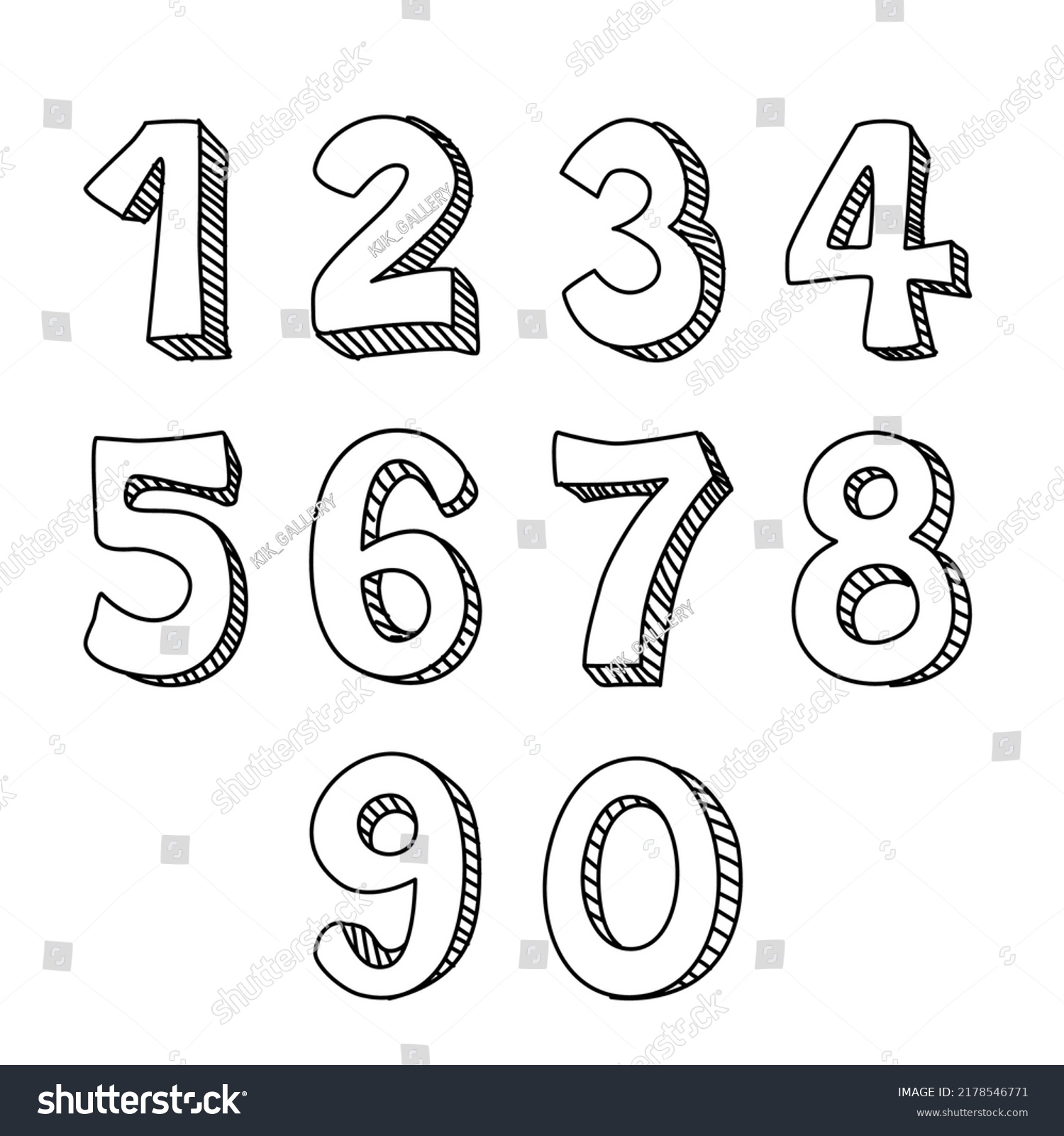 Black Line Arabic Numerals Vector Stock Vector (Royalty Free ...