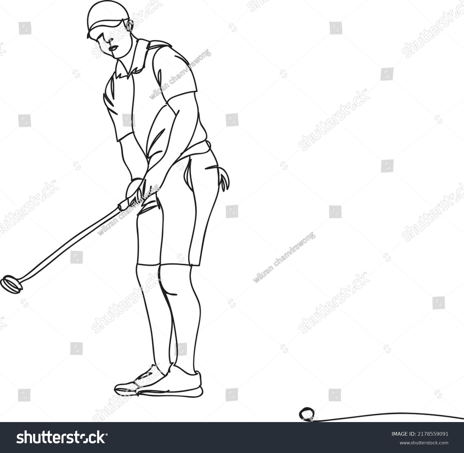 Pro Golf Line Drawing Vector Illustration Stock Vector (Royalty Free ...