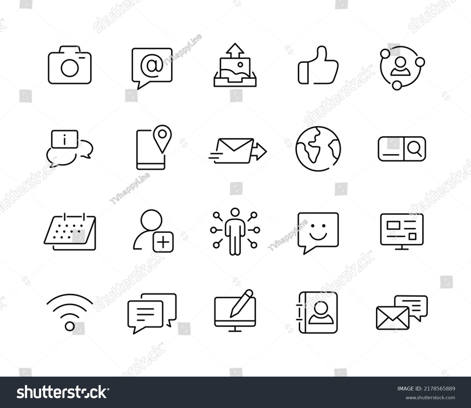 Social Media Icons Vector Line Editable Stock Vector (royalty Free 