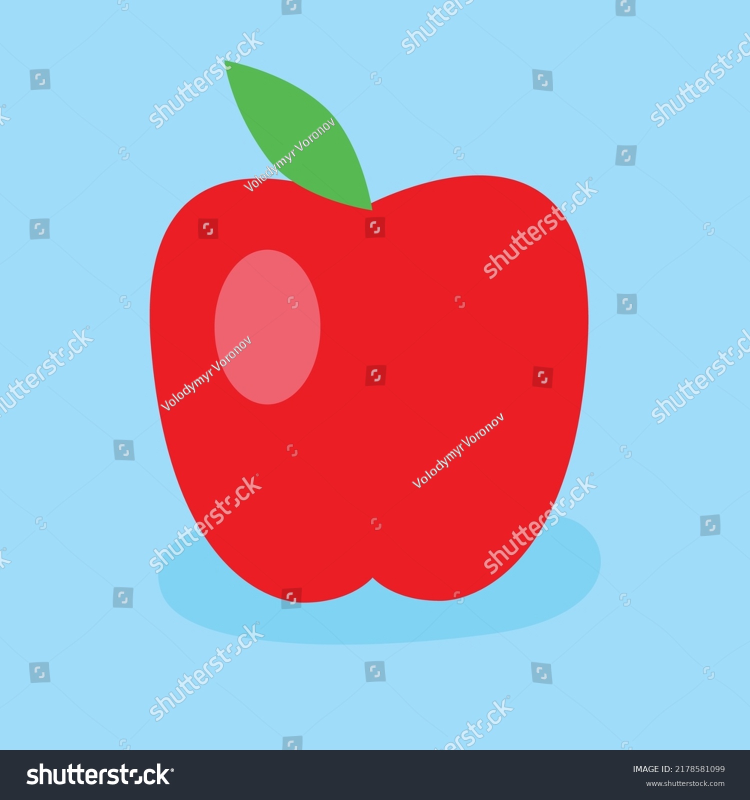 Red Apple Green Leaf Stock Vector Royalty Free 2178581099 Shutterstock