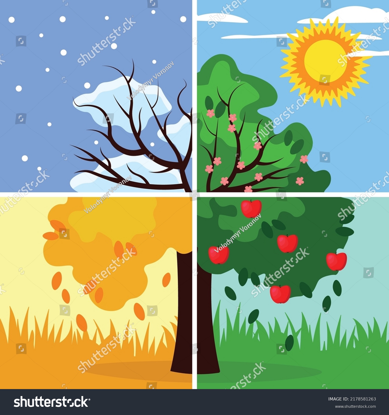 Four Different Seasons One Picture Stock Vector (Royalty Free ...