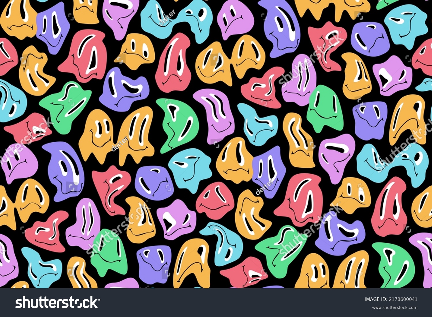 Melting Smiling Faces Seamless Pattern Vector Stock Vector Royalty Free 2178600041 Shutterstock 6255