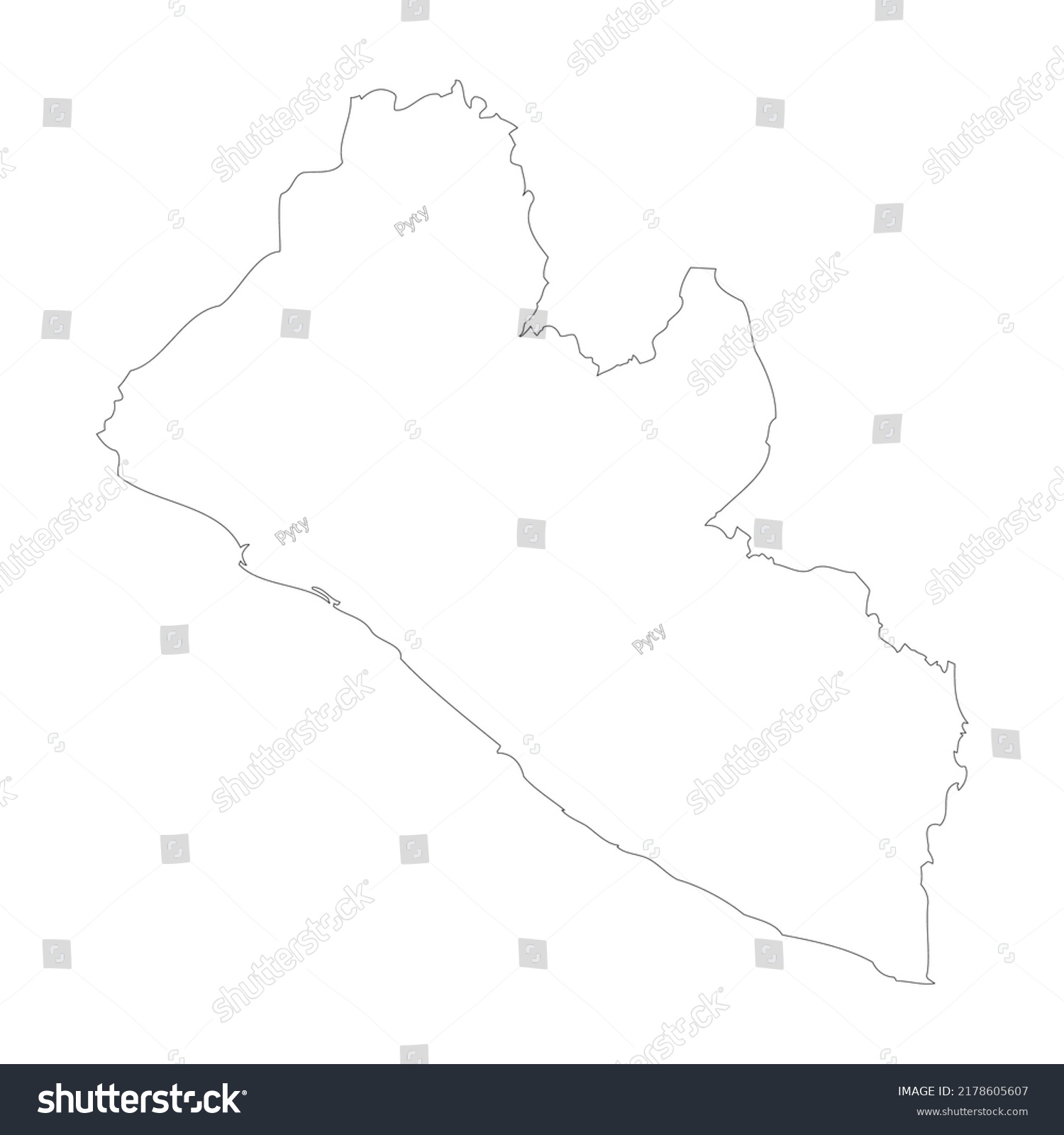 Liberia Vector Country Map Outline Stock Vector Royalty Free   Stock Vector Liberia Vector Country Map Outline 2178605607 