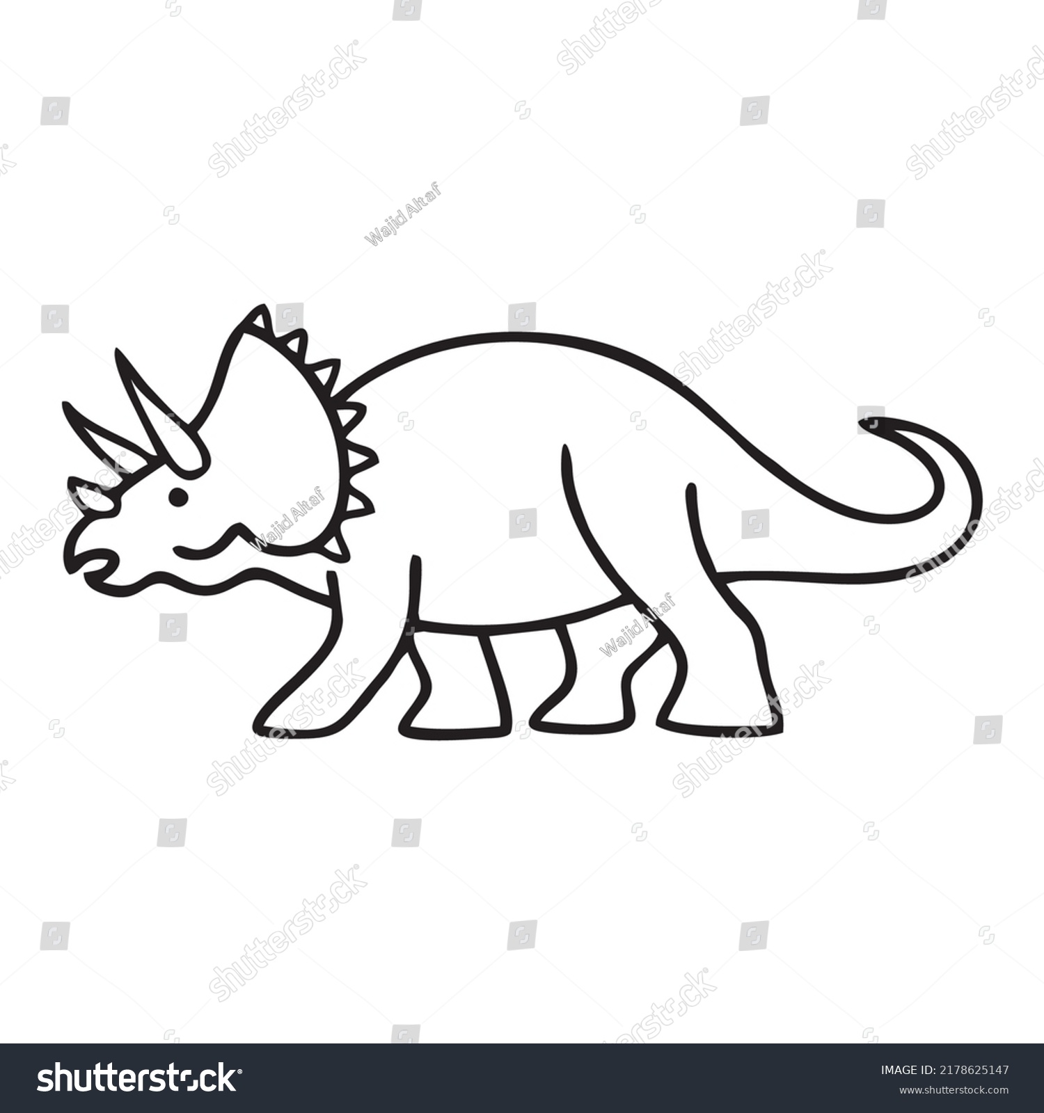 Dinosaur Clipart Black White Stock Vector (Royalty Free) 2178625147 ...