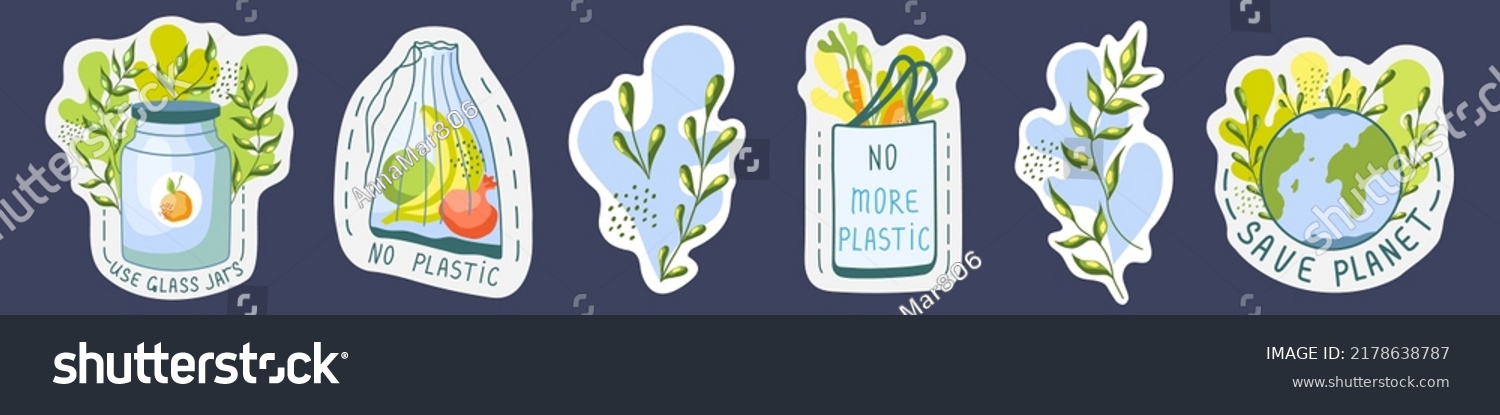 Ecological Stickers Environment Protection Sustainability Concept Stock ...