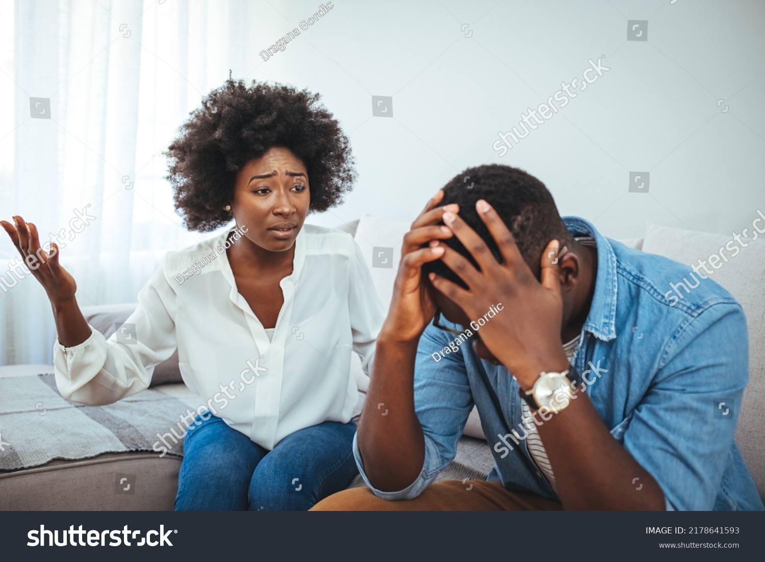 Frustrated Couple Arguing Having Marriage Problems Stock Photo 