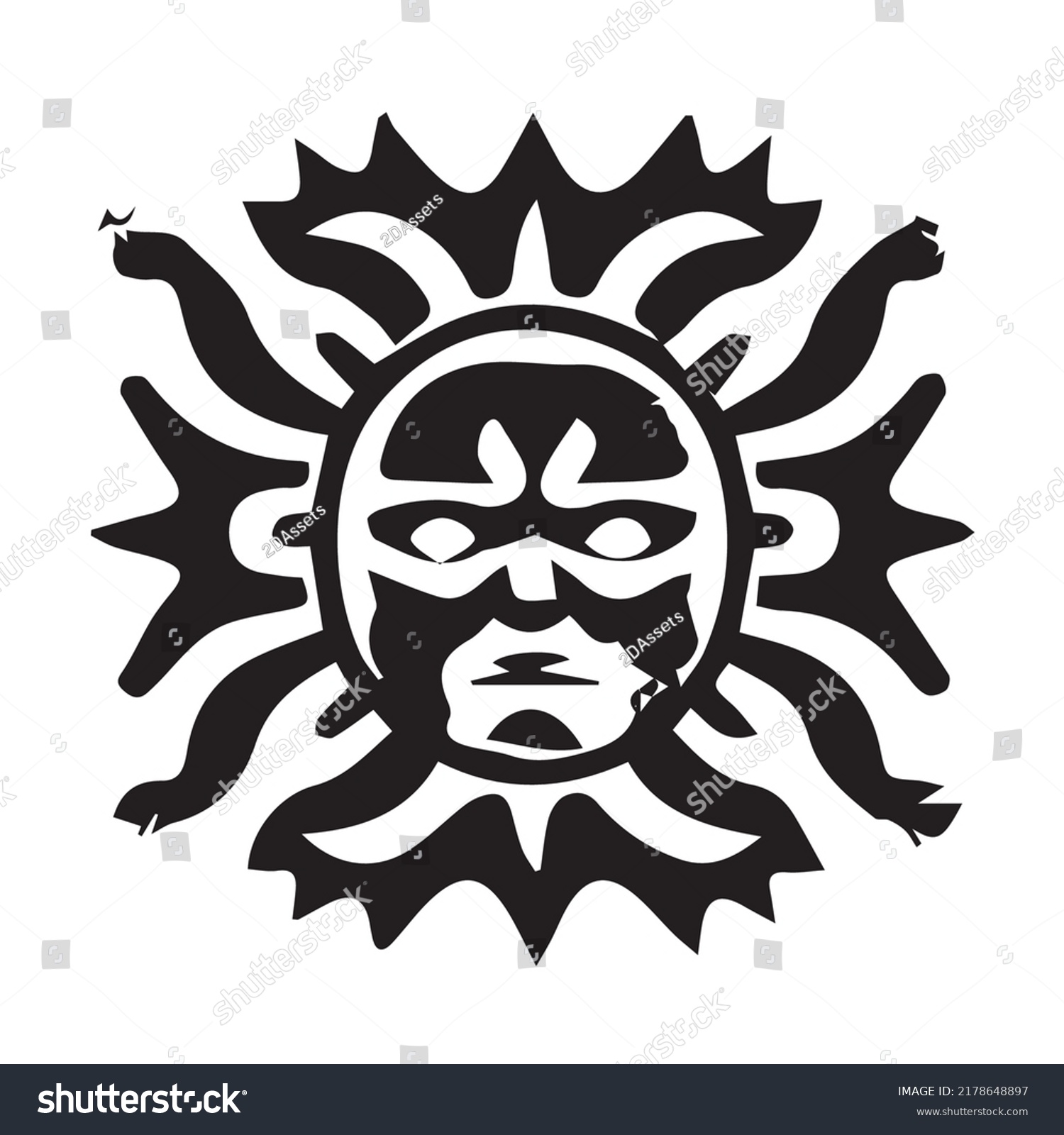 Traditional Mayan Maori Sun Tattoo Sticker Stock Vector (Royalty Free ...