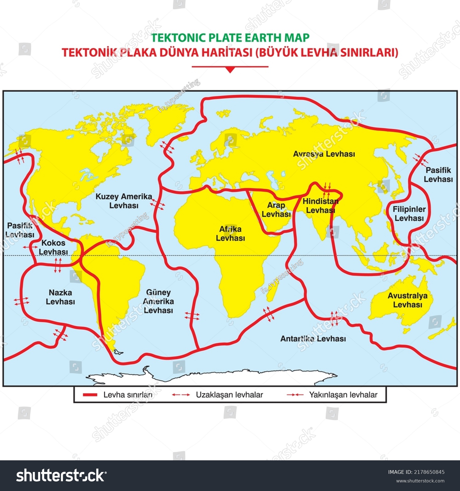 Tectonic Plate Earth Map Continental Ocean Stock Vector (Royalty Free ...