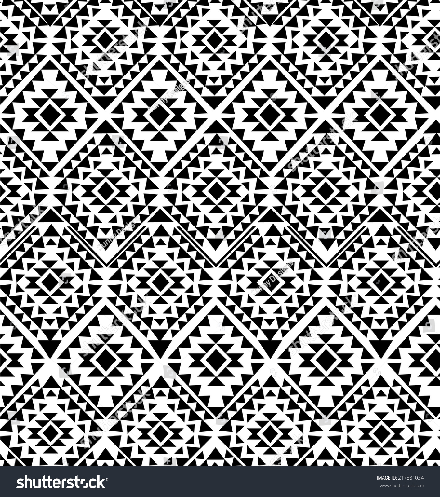 Black White Aztec Geo Print Seamless Stock Vector (Royalty Free ...