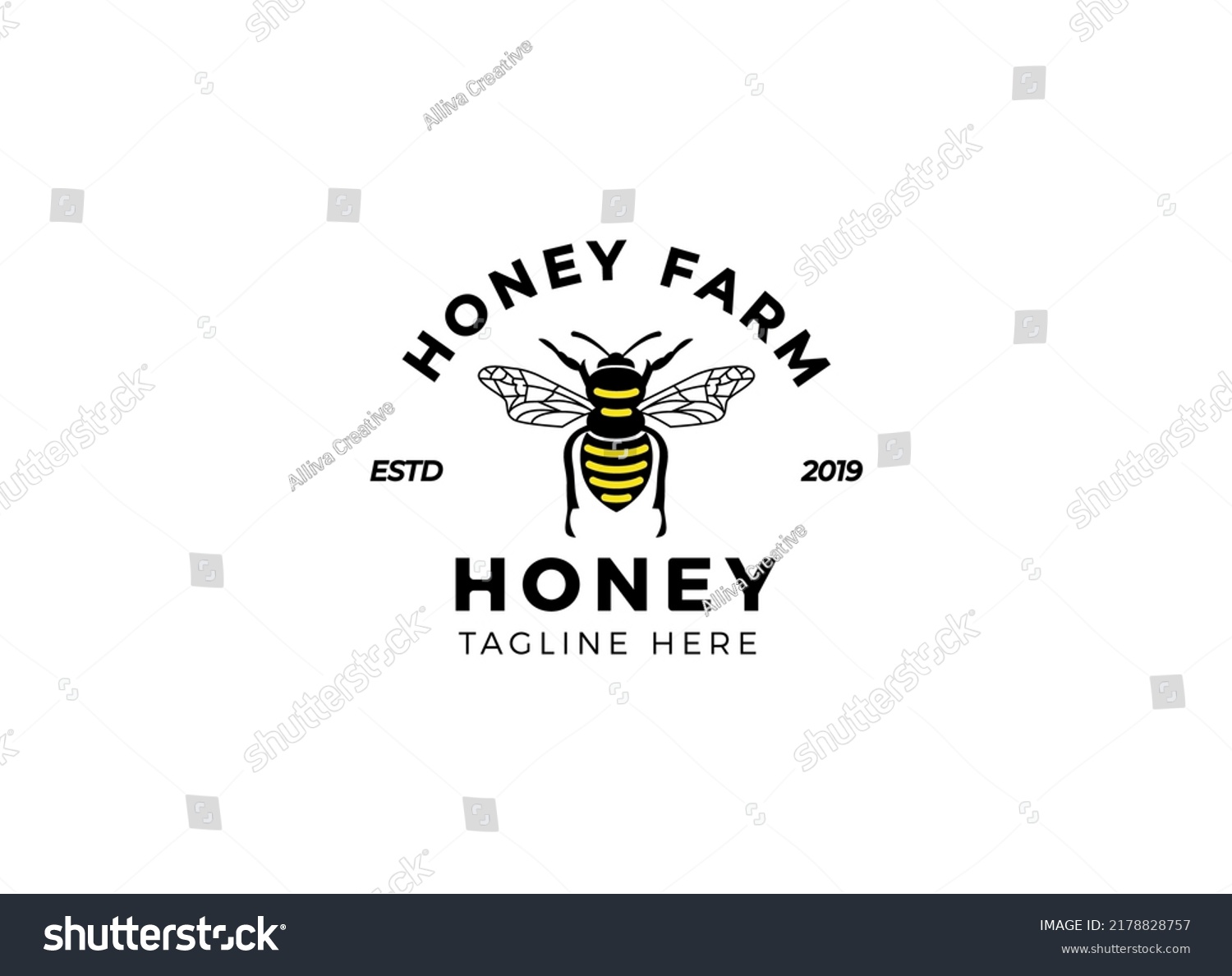 Honey Farm Bee Company Logo Design Stock Vector (Royalty Free ...