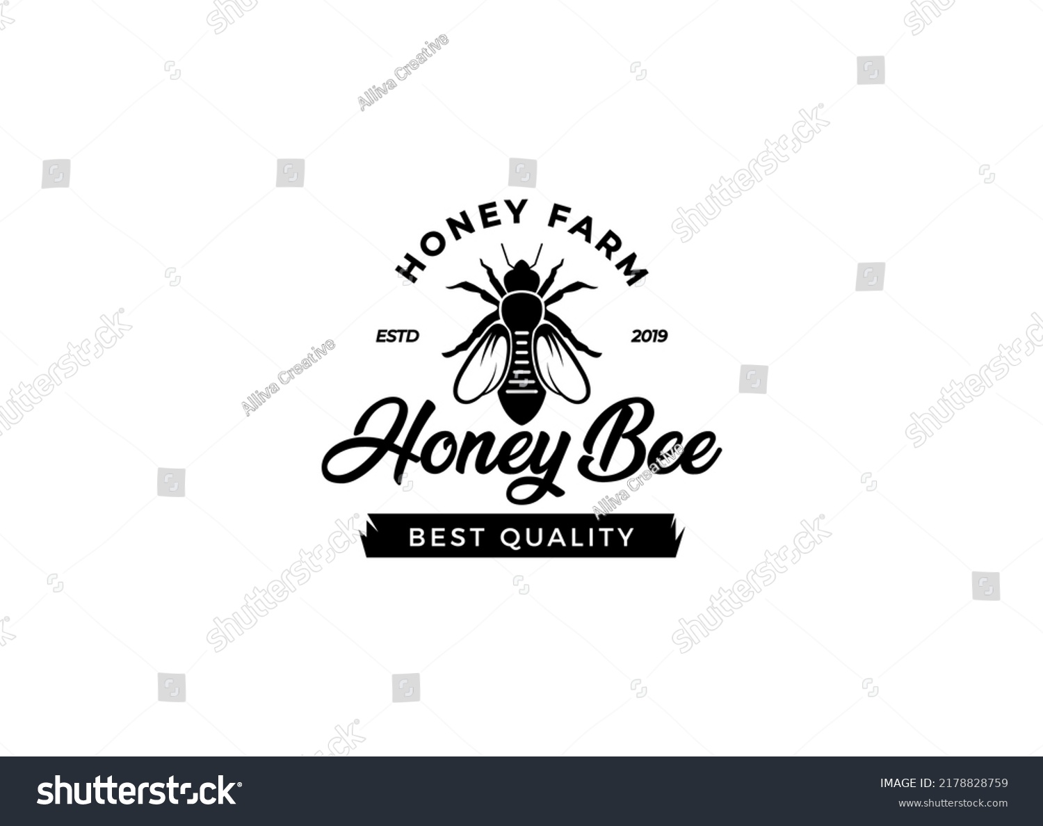 Honey Farm Bee Company Logo Design Stock Vector (Royalty Free ...