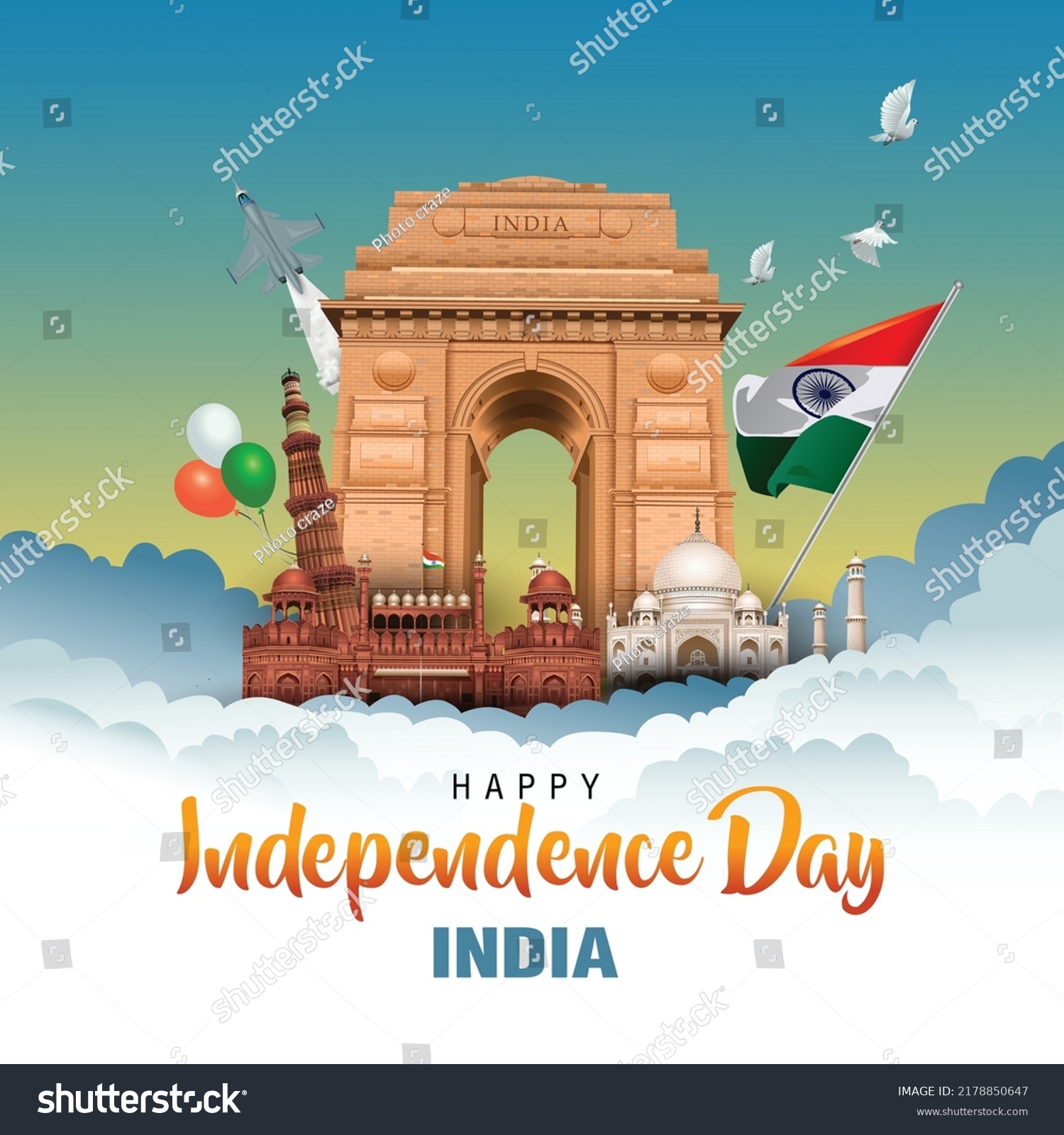 Happy Independence Day India Greetings Vector Stock Vector (Royalty ...