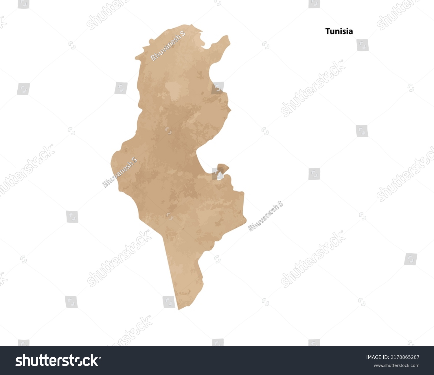 Old Vintage Paper Textured Map Tunisia Stock Vector Royalty Free   Stock Vector Old Vintage Paper Textured Map Of Tunisia Country Vector Illustration 2178865287 