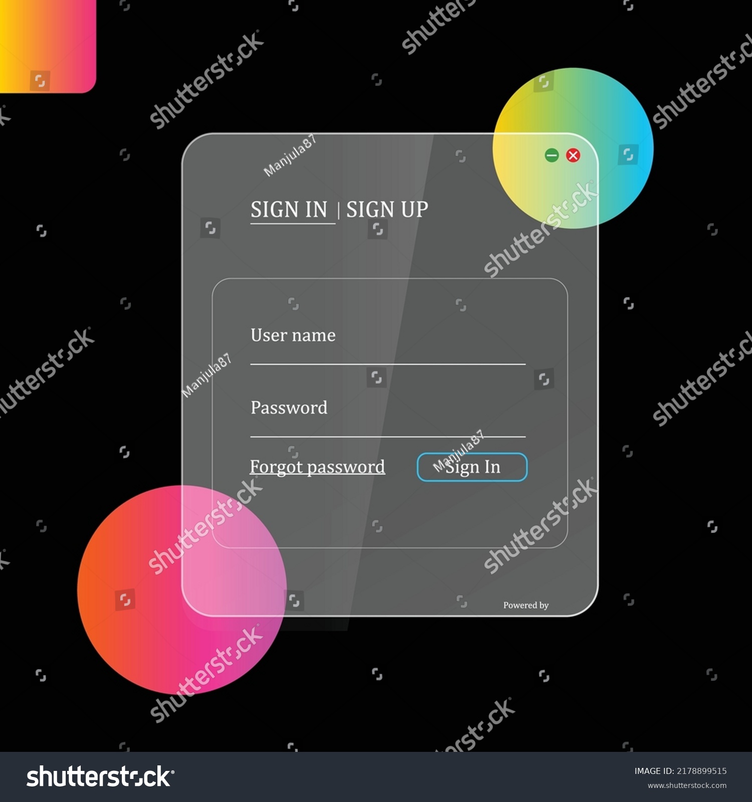 Transparent Login Screen Black Background Stock Vector (Royalty Free ...