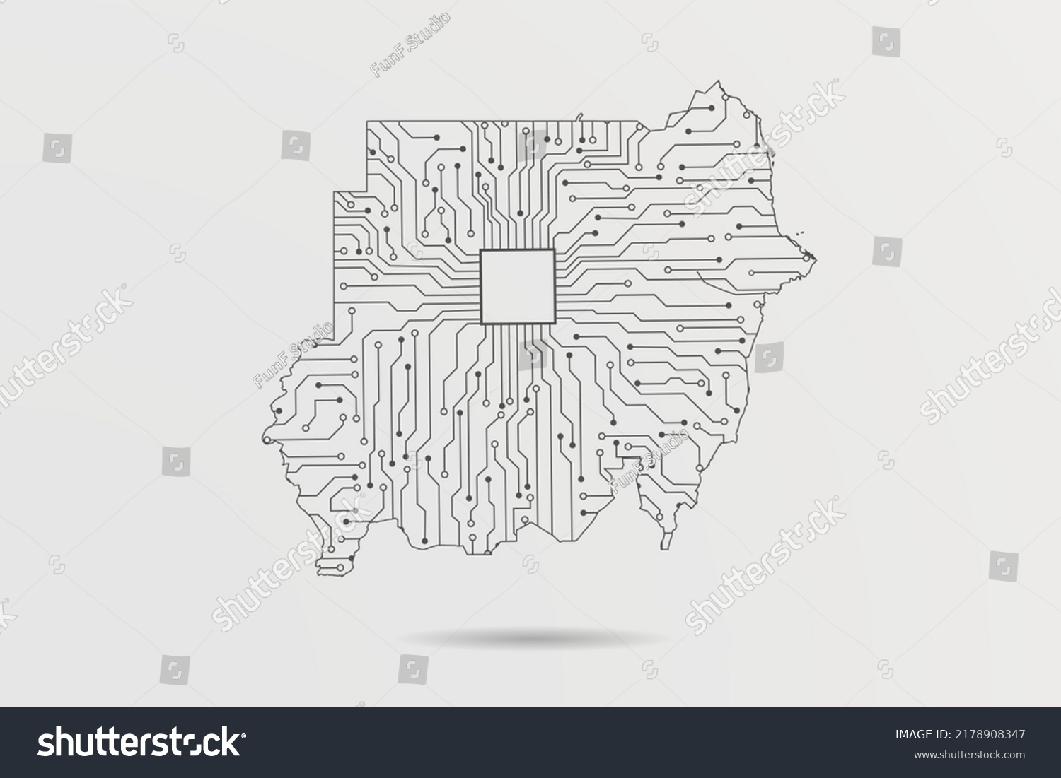 Sudan Map World Map Vector Template Stock Vector Royalty Free   Stock Vector Sudan Map World Map Vector Template With Abstract Futuristic Circuit Board Illustration Or High 2178908347 