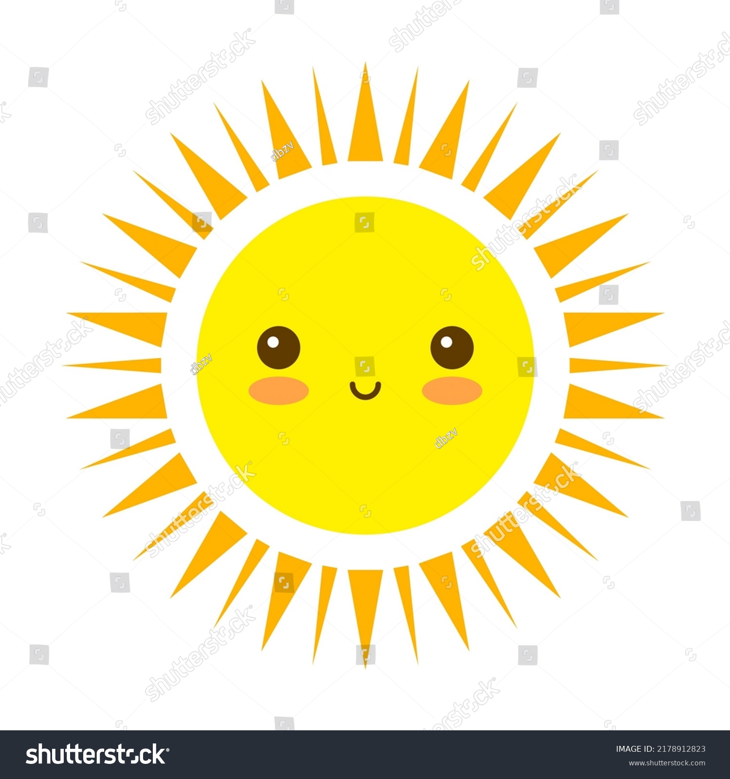 Cute Happy Sun Smiling Face On Stock Illustration 2178912823 | Shutterstock