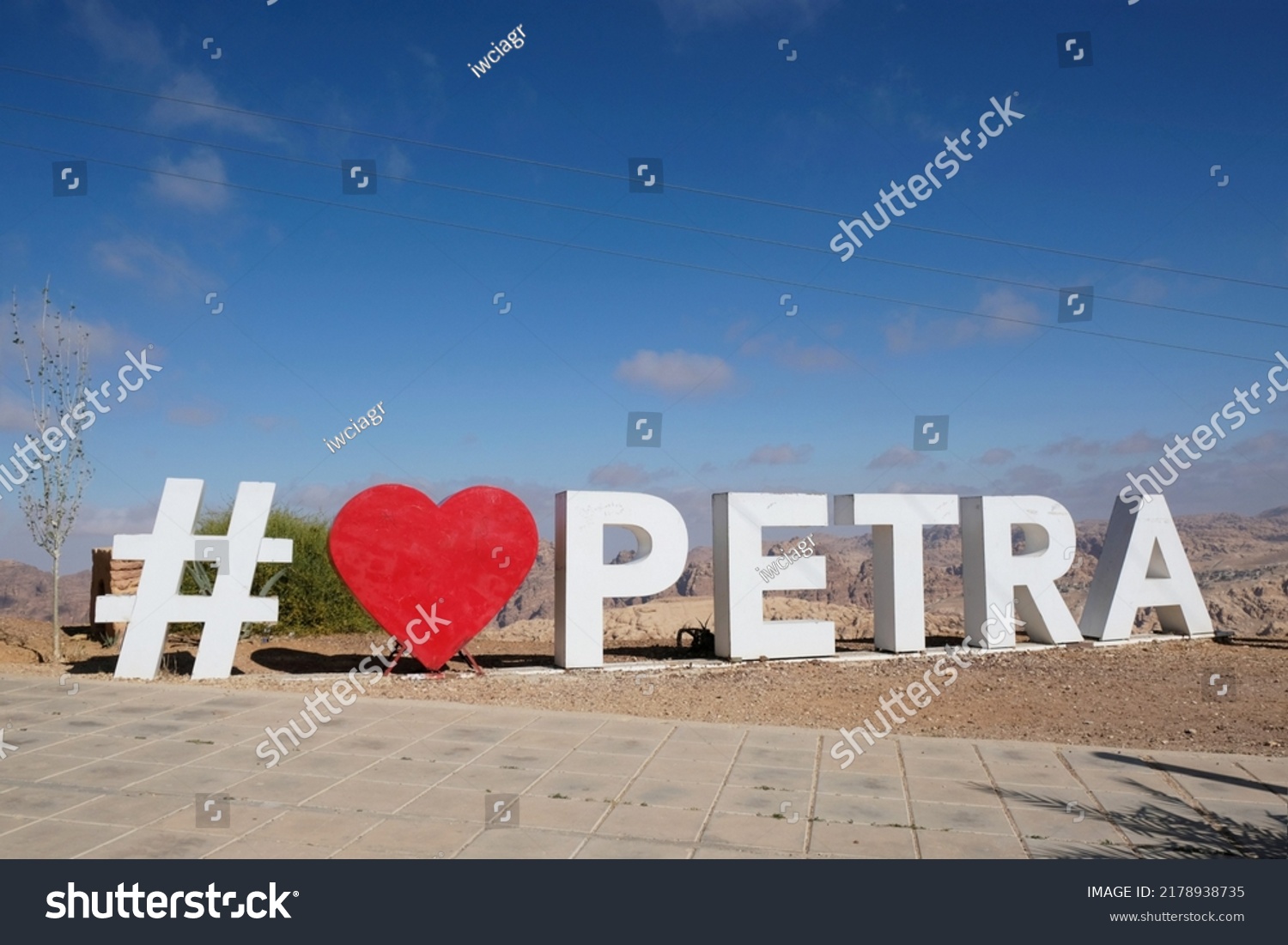 Stock Photo Petra Jordan Circa May Big Letters Love Petra On Viewpoint By Road To Petra Jordan 2178938735 