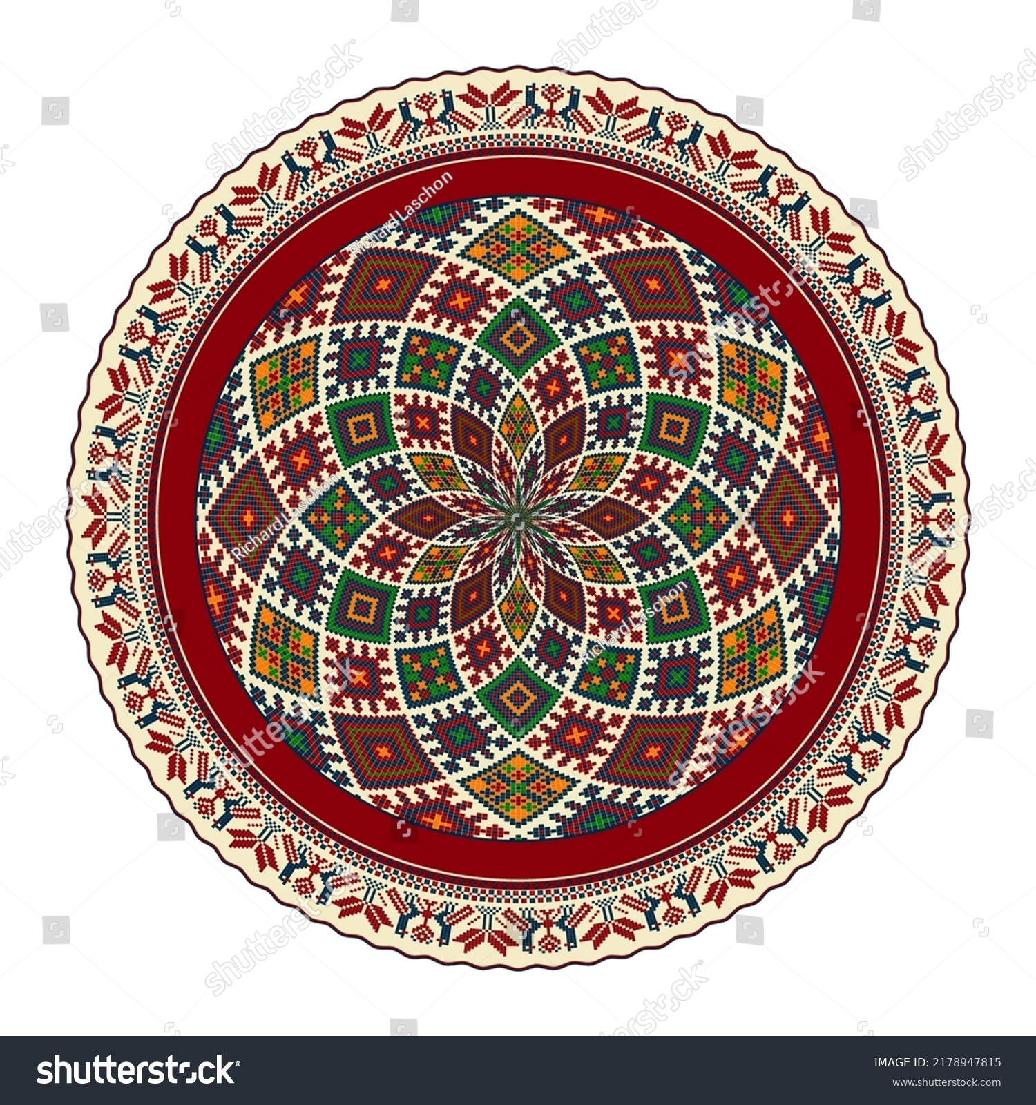 Ukrainian Embroidery Round Symbol Vector Graphic Stock Vector (Royalty ...