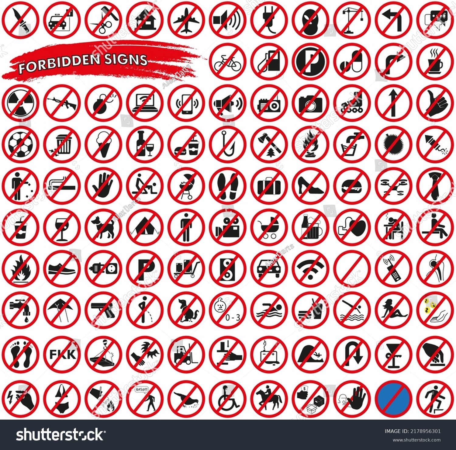 Large Set Useful Unusual Prohibited Signs Stock Vector (Royalty Free ...