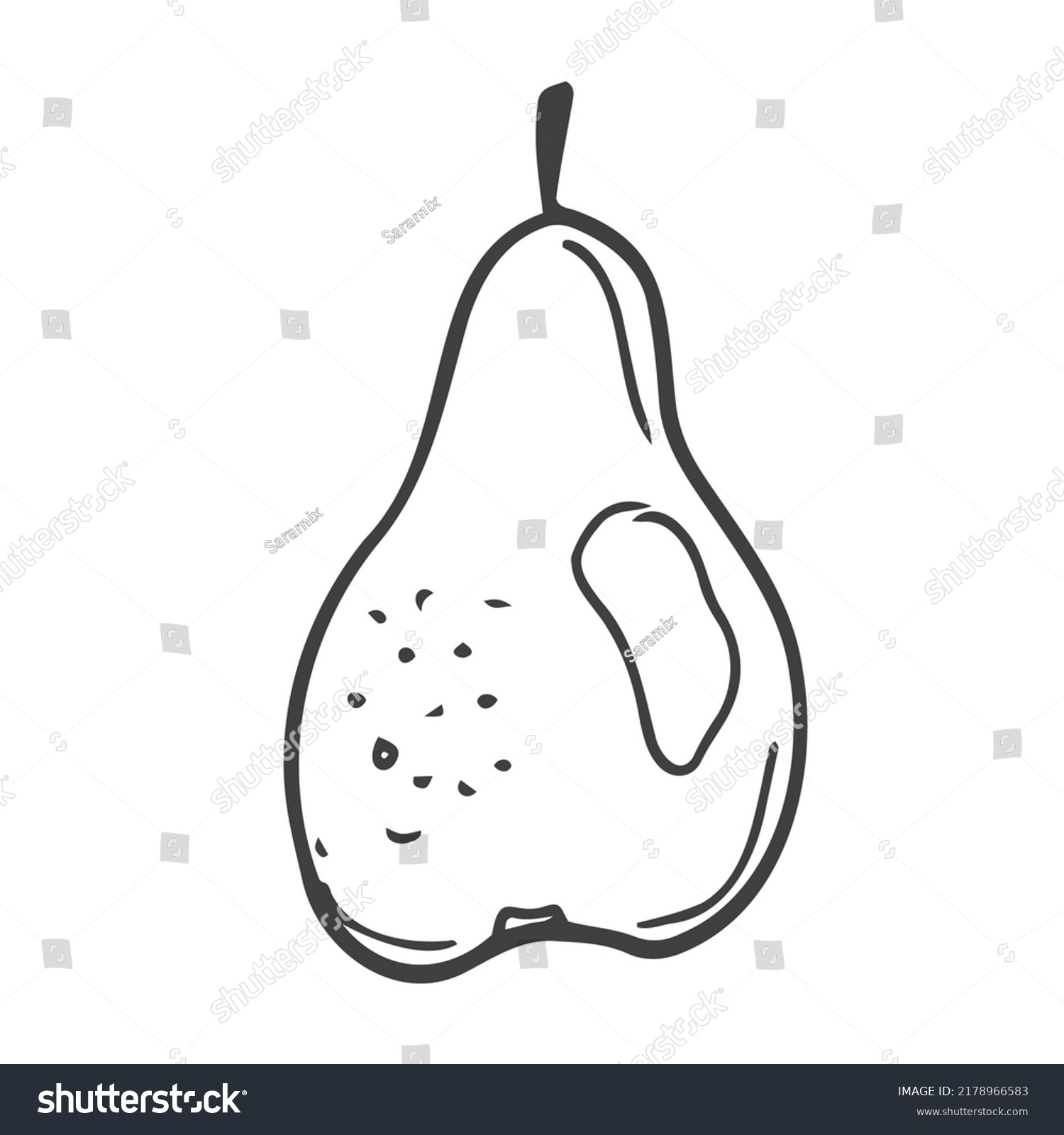 Pear Fruit Line Drawing Black White Stock Vector (Royalty Free ...